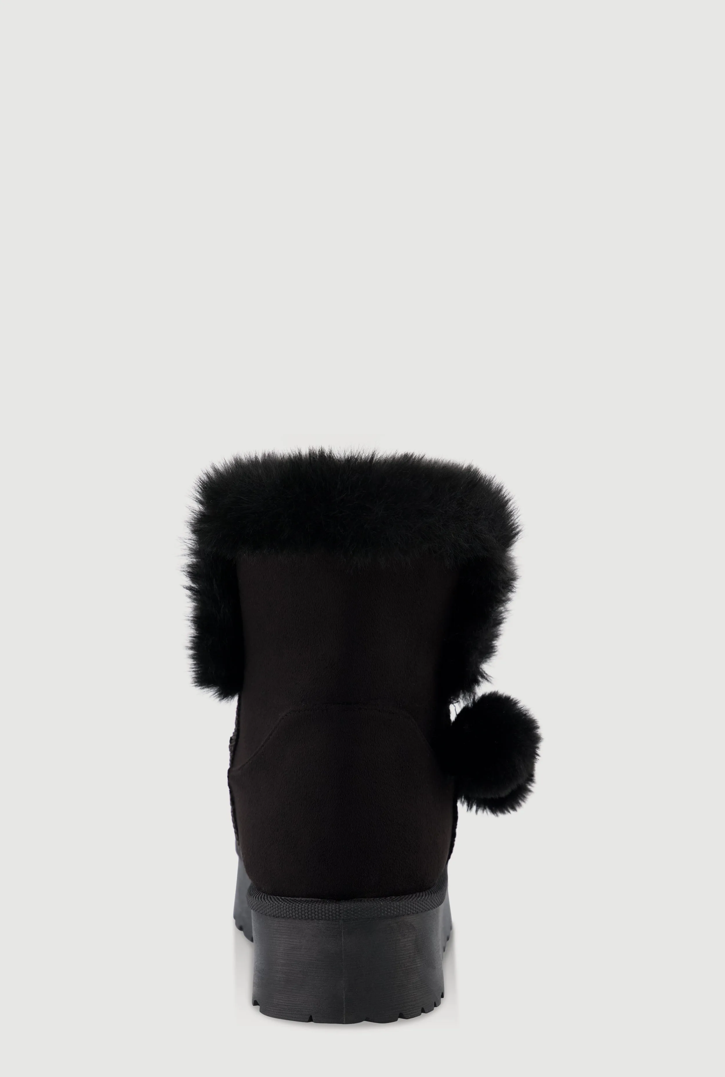 Faux Suede Platform Booties with Faux Fur Pom Poms sold by Rainbow product image thumbnail 3
