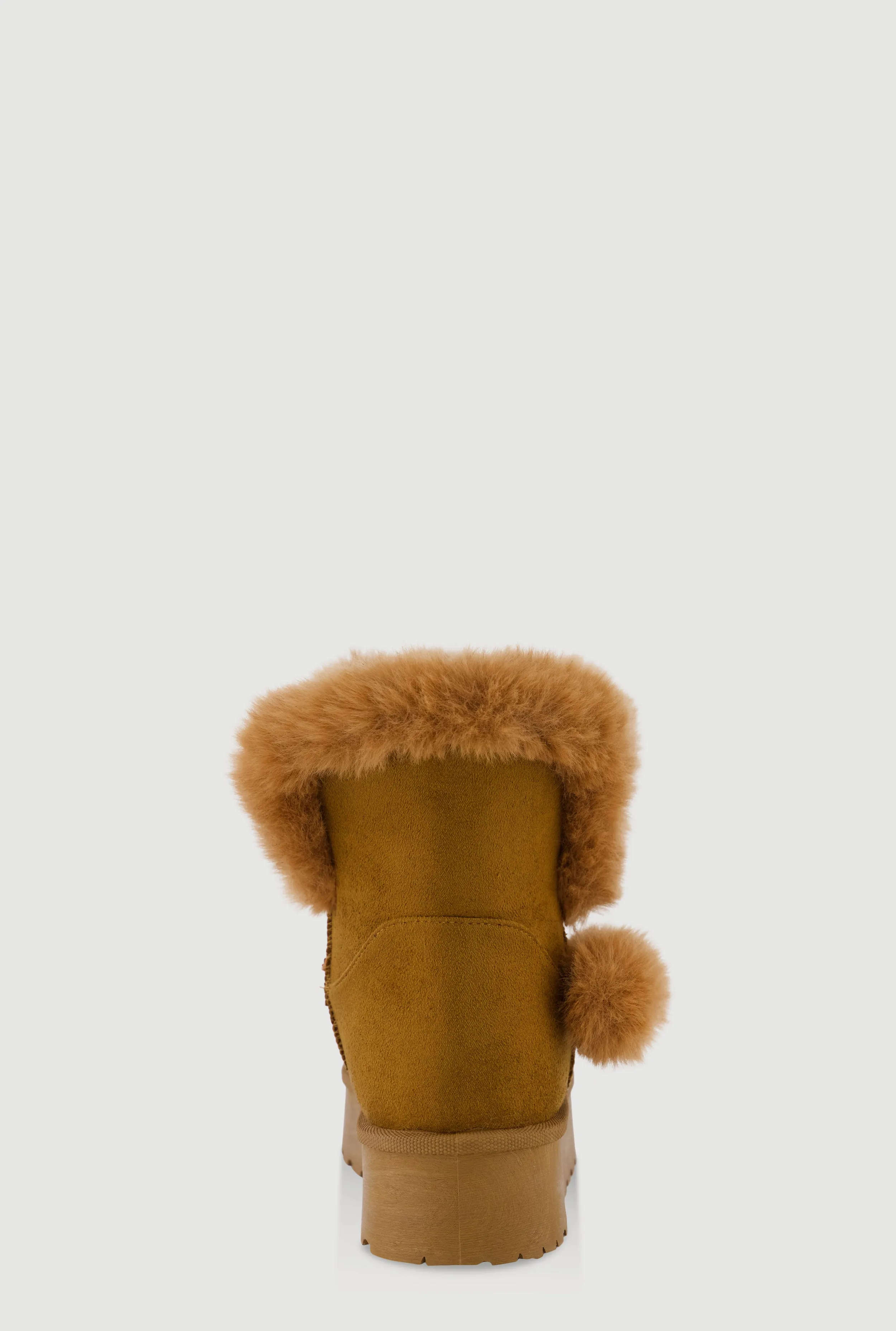 Faux Suede Platform Booties with Faux Fur Pom Poms sold by Rainbow product image thumbnail 3