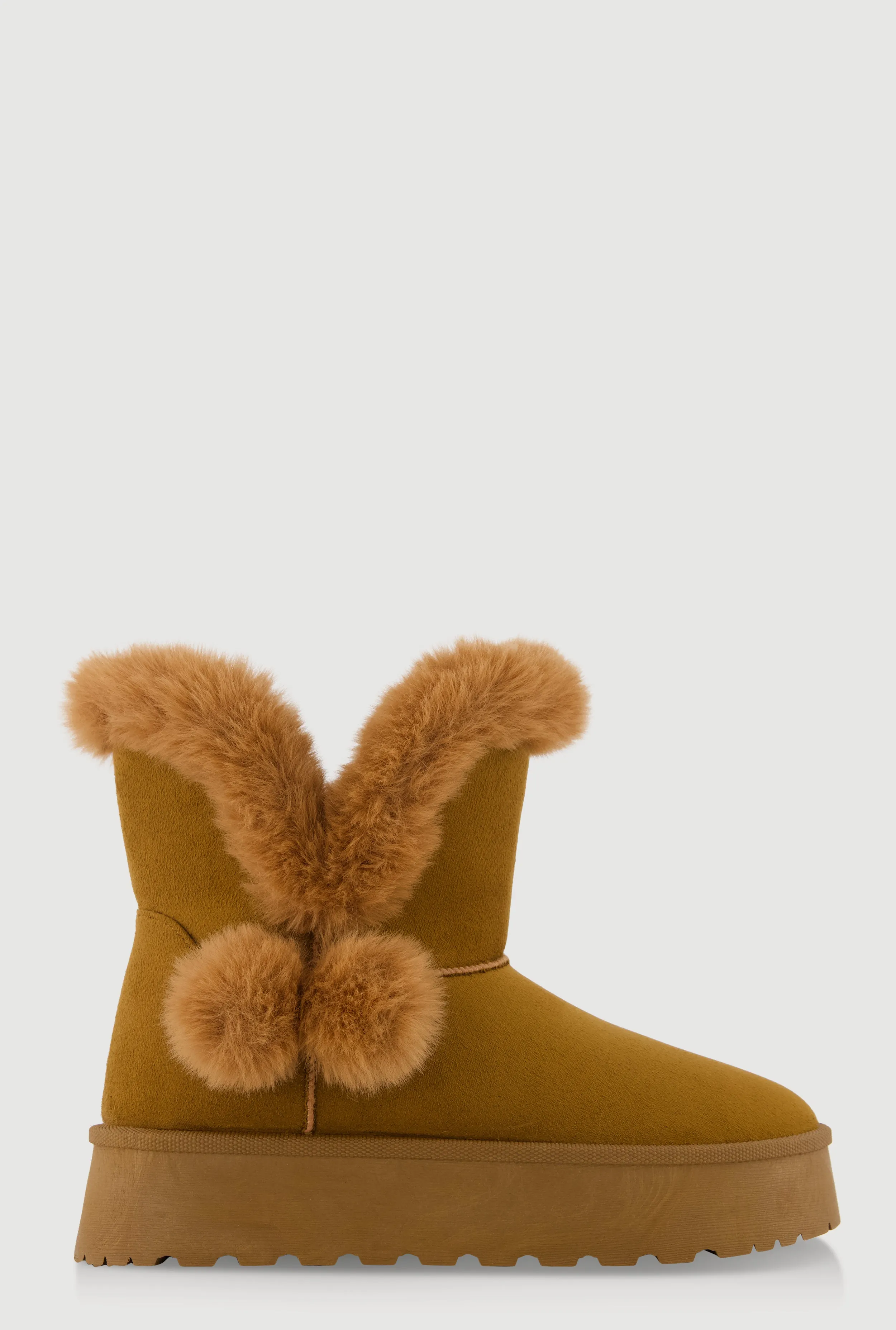 Faux Suede Platform Booties with Faux Fur Pom Poms sold by Rainbow product image thumbnail 2