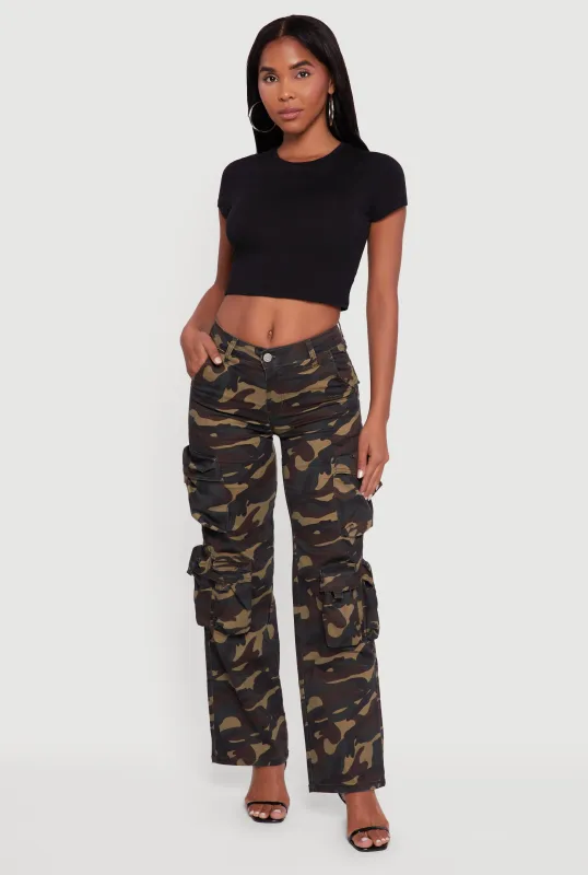 VIP Mid Rise Straight Leg Camouflage Cargo Pants sold by Rainbow