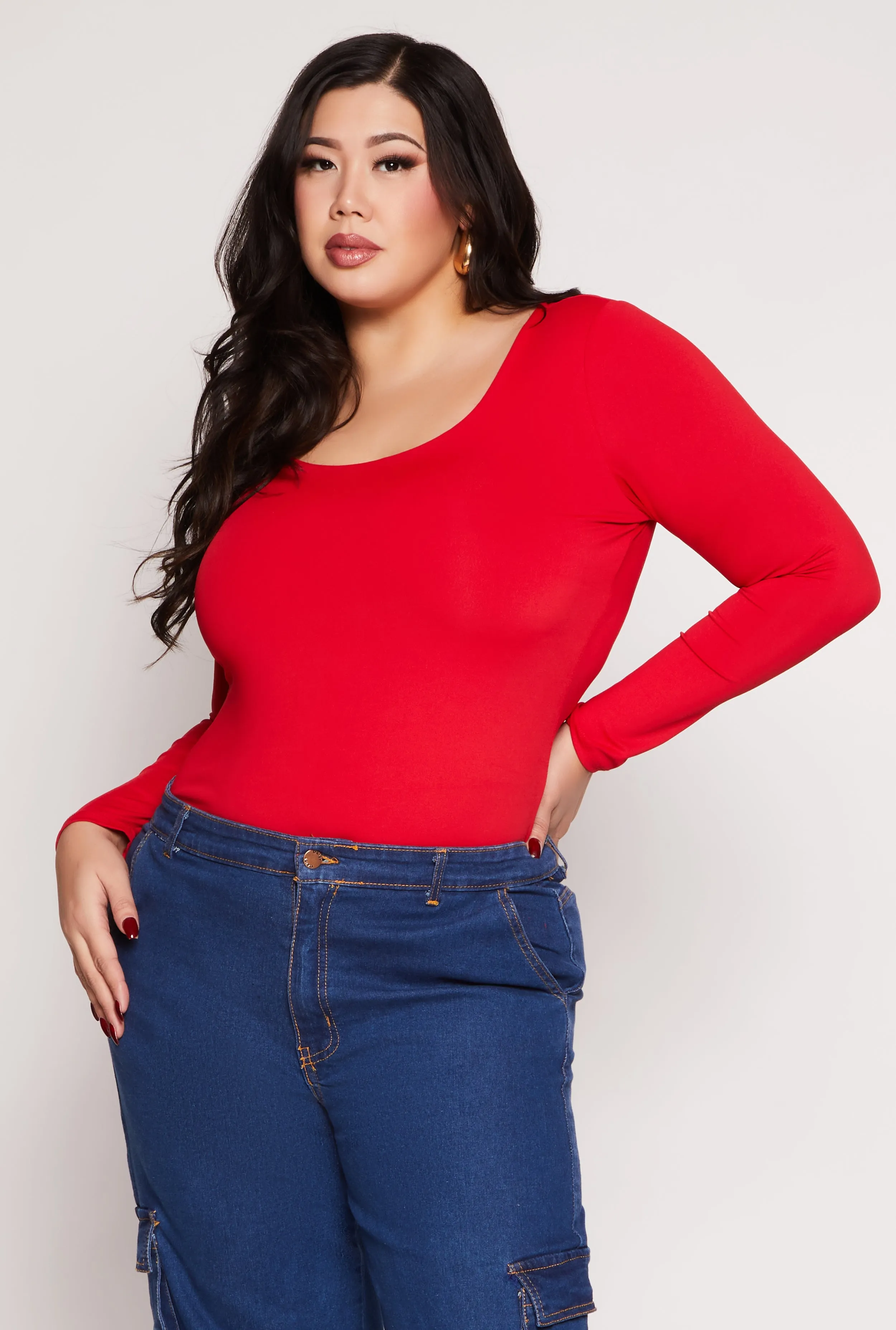 Plus Size Scoop Neck Long Sleeve T Shirt sold by Rainbow product image thumbnail 2
