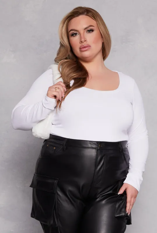 Plus Size Scoop Neck Long Sleeve T Shirt sold by Rainbow
