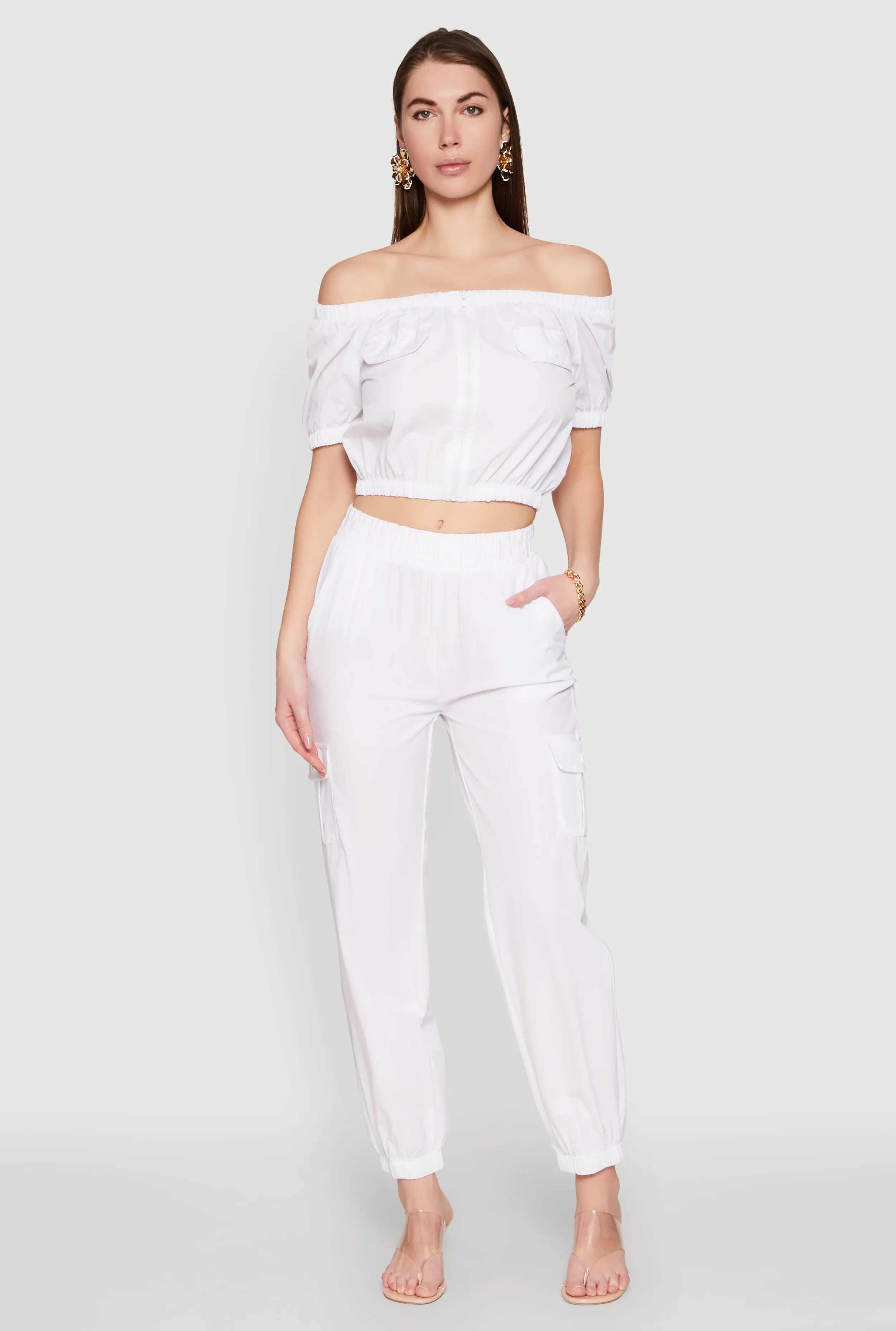 Smocked High Waisted Cargo Joggers sold by Rainbow product image thumbnail 2