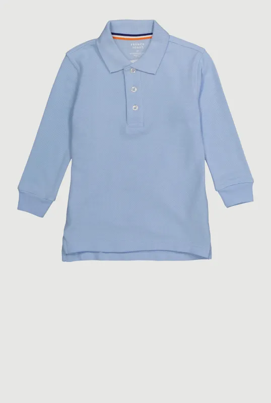 French Toast Boys 2T-4T Solid Long Sleeve Pique Polo Shirt sold by Rainbow