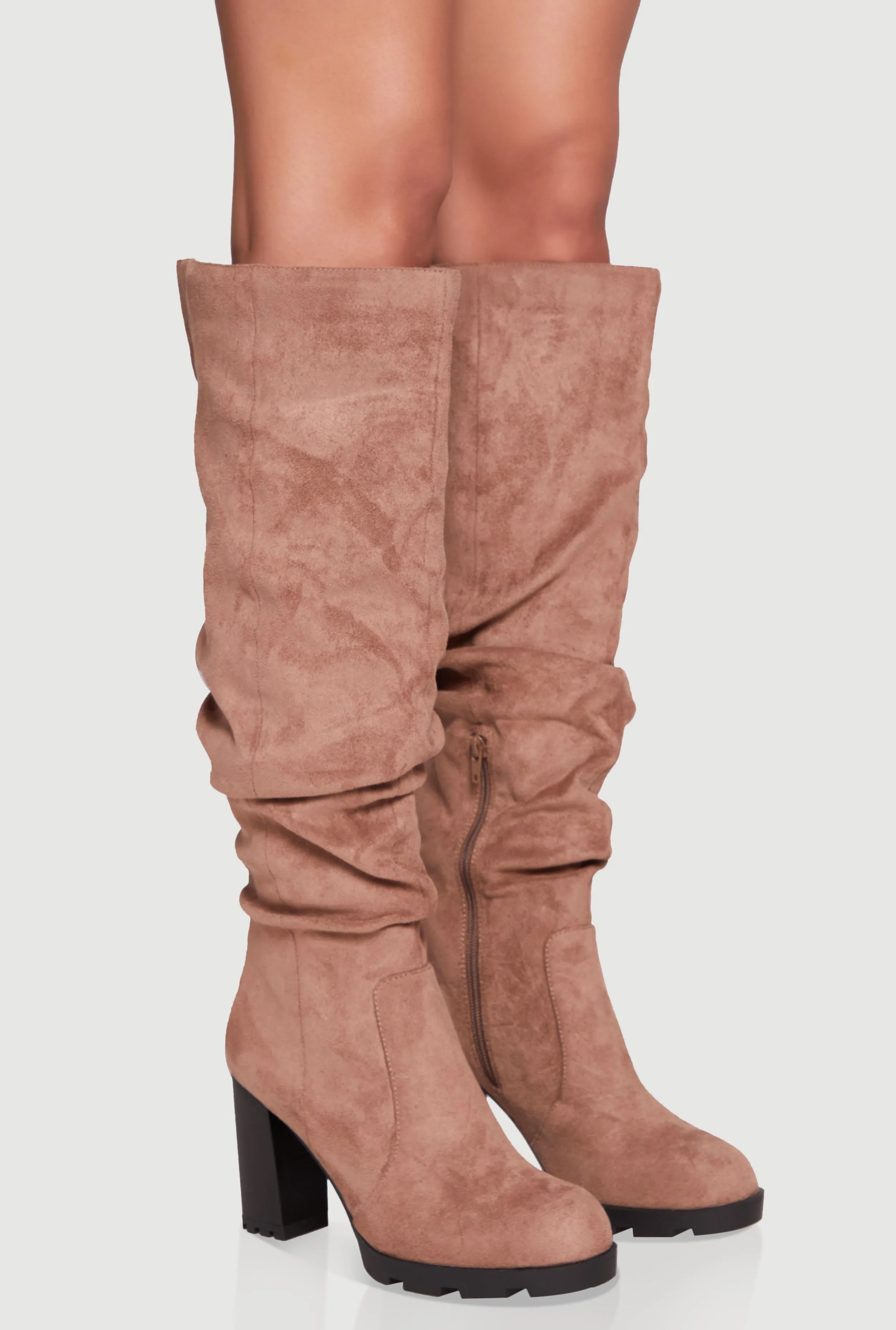 Knee High Round Toe Block Heel Slouch Boots sold by Rainbow product image thumbnail 2