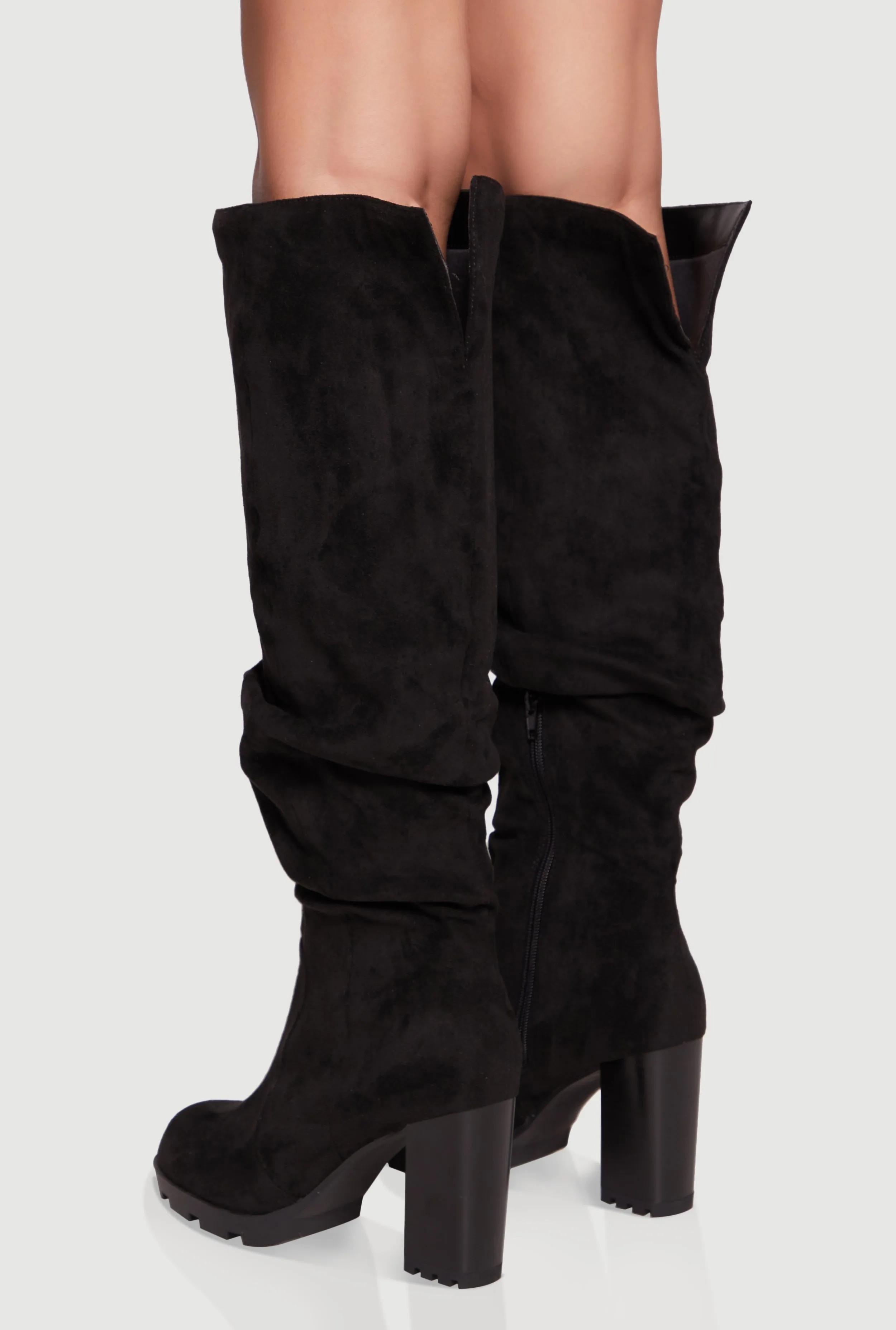 Knee High Round Toe Block Heel Slouch Boots sold by Rainbow product image thumbnail 3