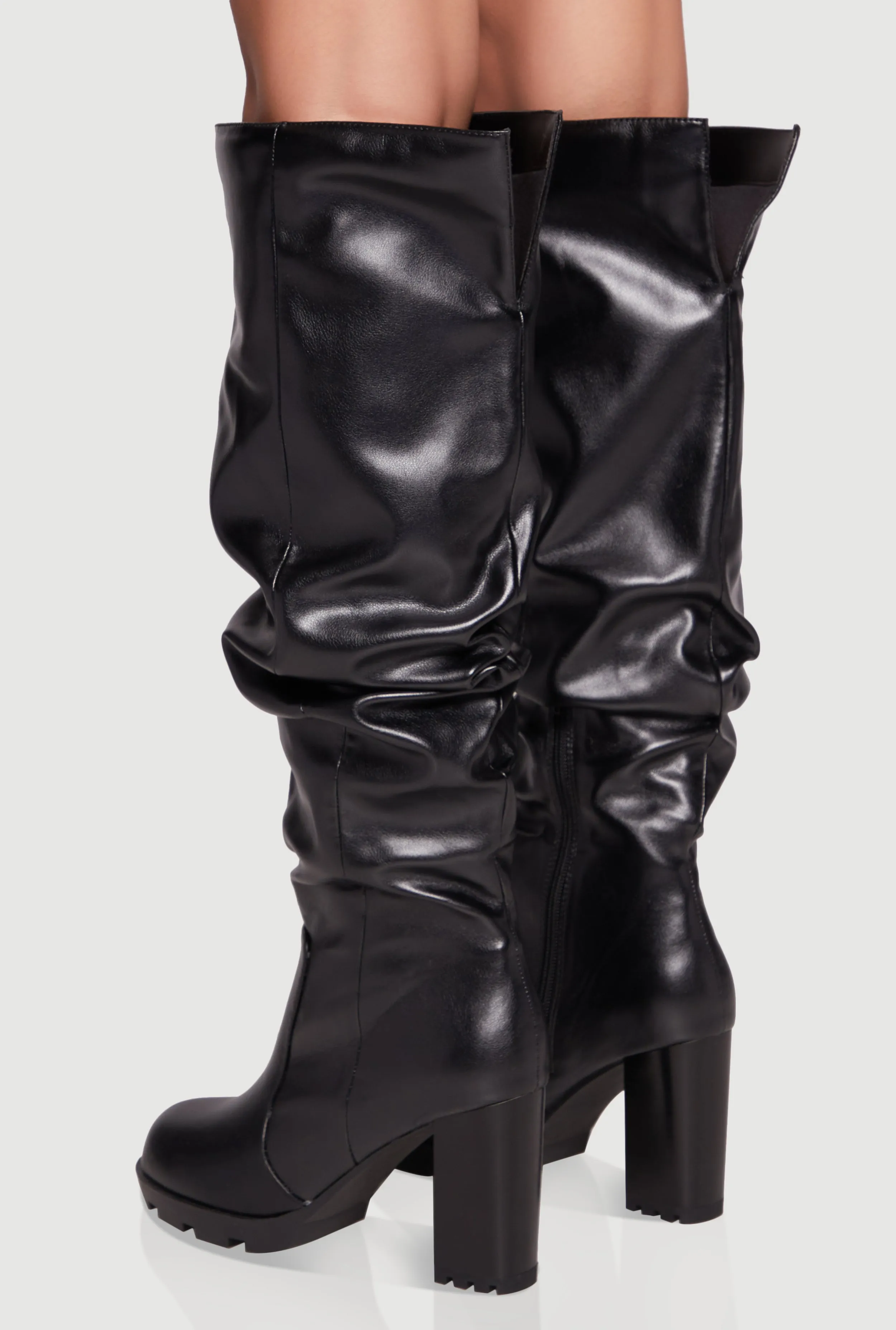 Knee High Round Toe Block Heel Slouch Boots sold by Rainbow product image thumbnail 3