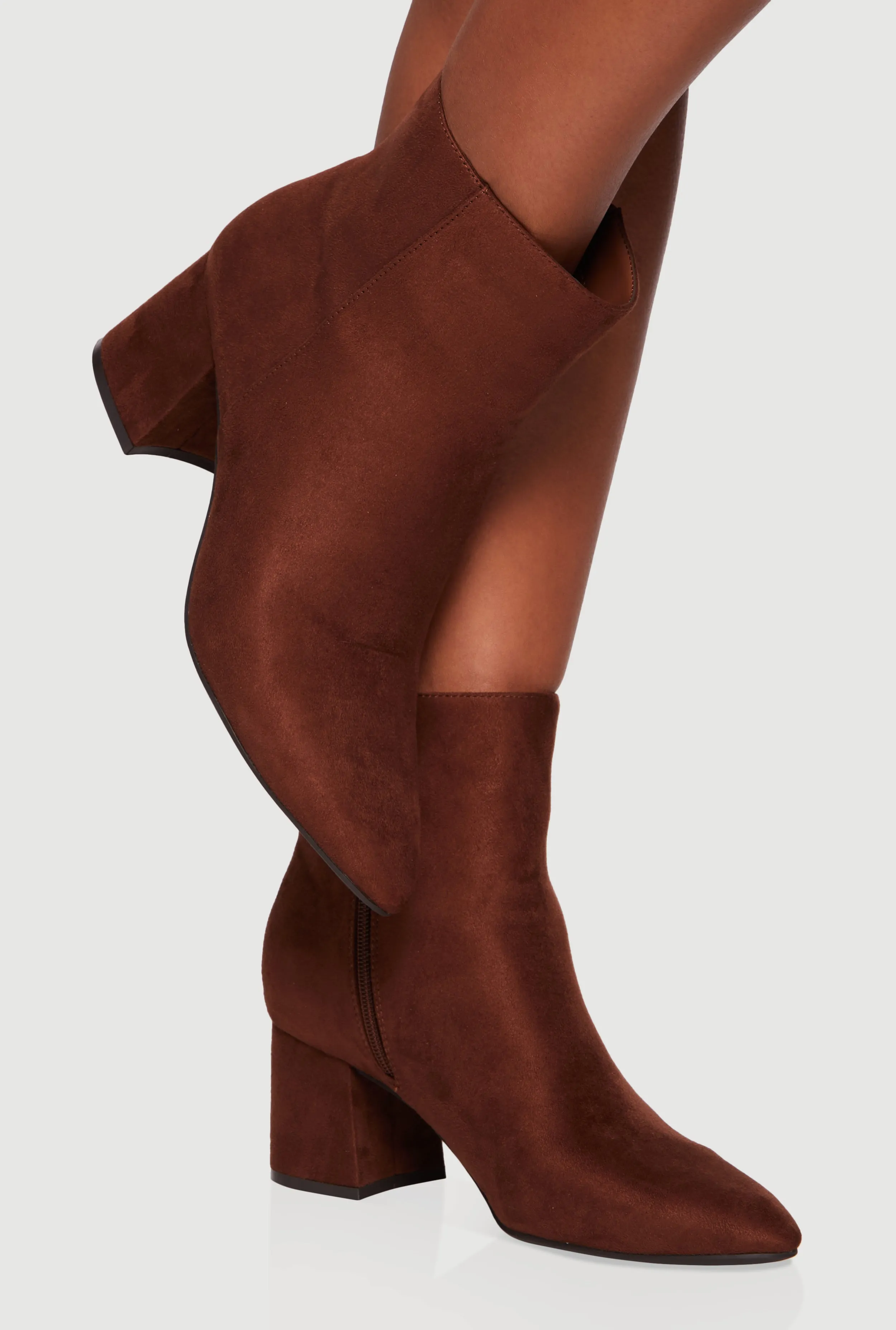 Side Zip Block Heel Pointy Toe Booties sold by Rainbow product image thumbnail 2