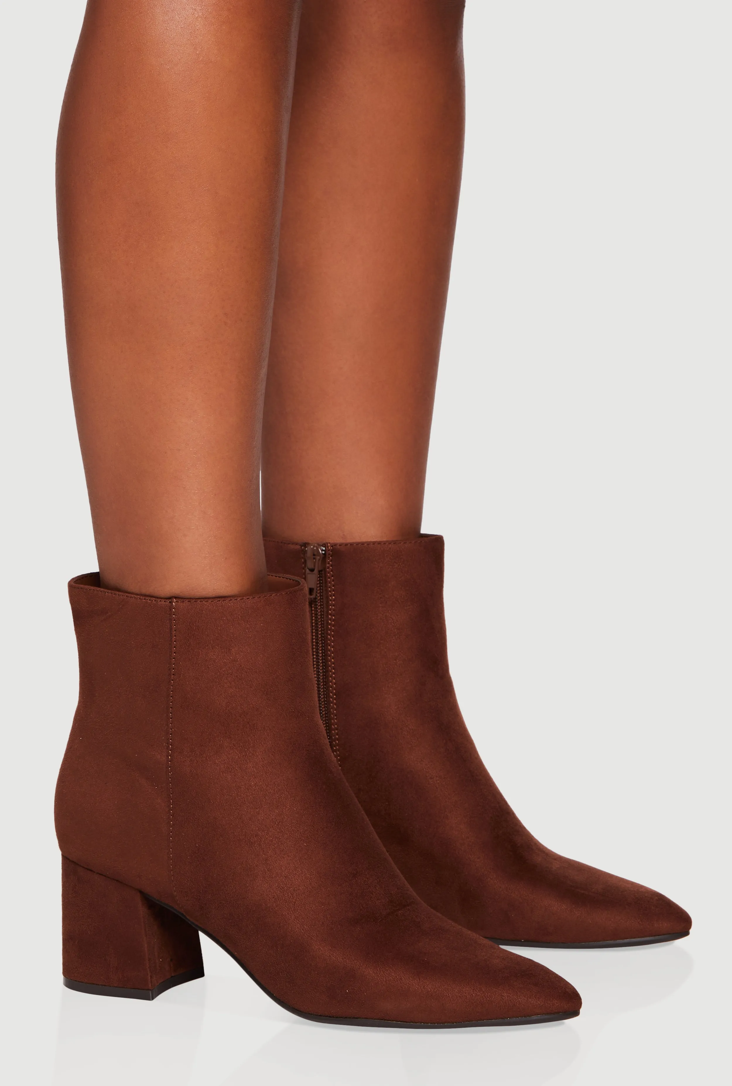 Side Zip Block Heel Pointy Toe Booties sold by Rainbow product image thumbnail 2