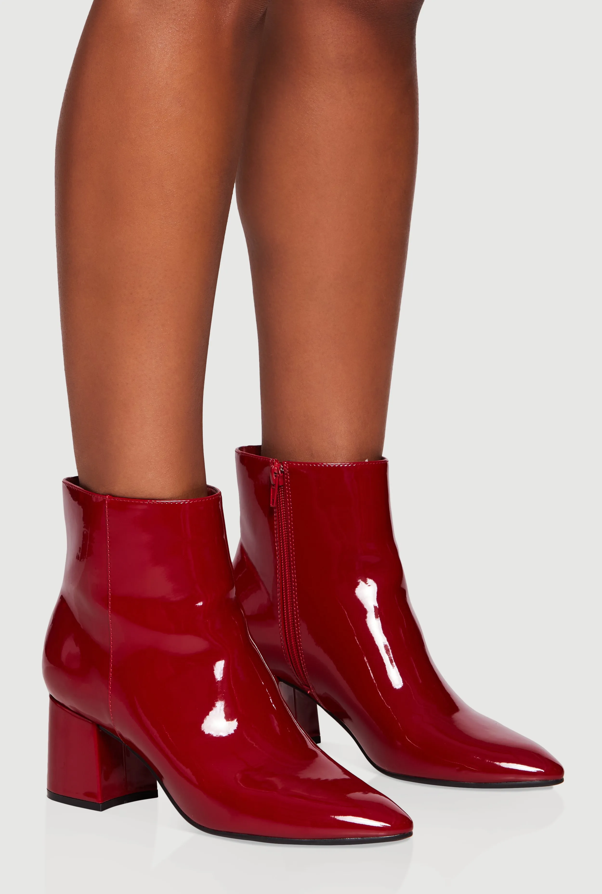 Side Zip Block Heel Pointy Toe Booties sold by Rainbow product image thumbnail 2