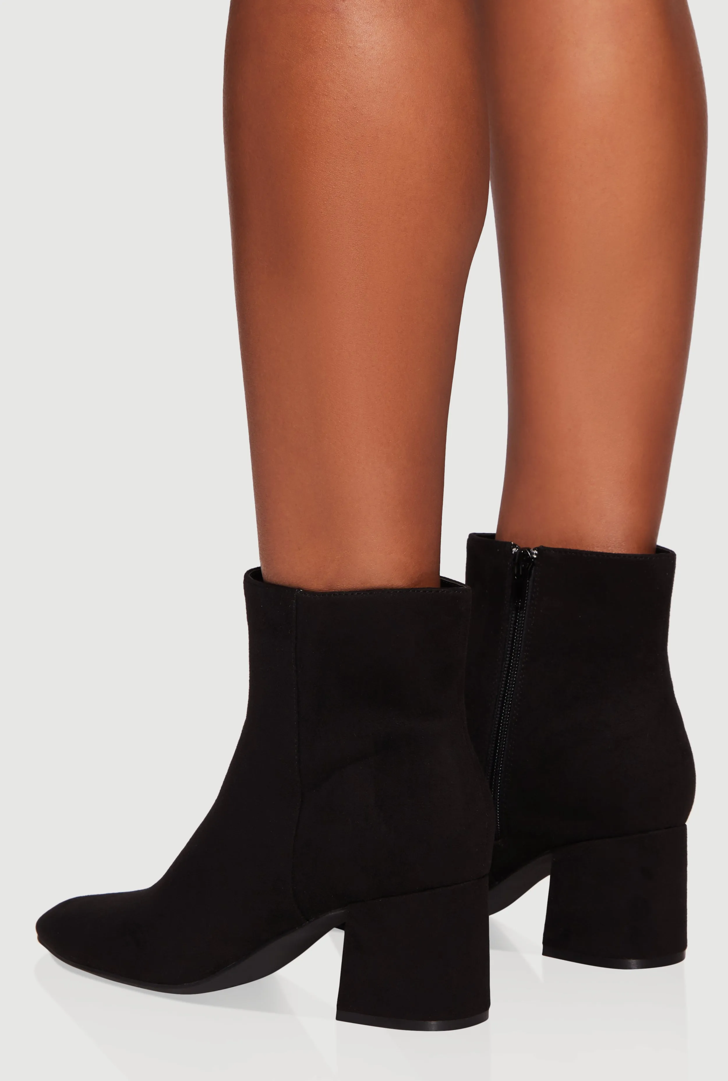 Side Zip Block Heel Pointy Toe Booties sold by Rainbow product image thumbnail 3