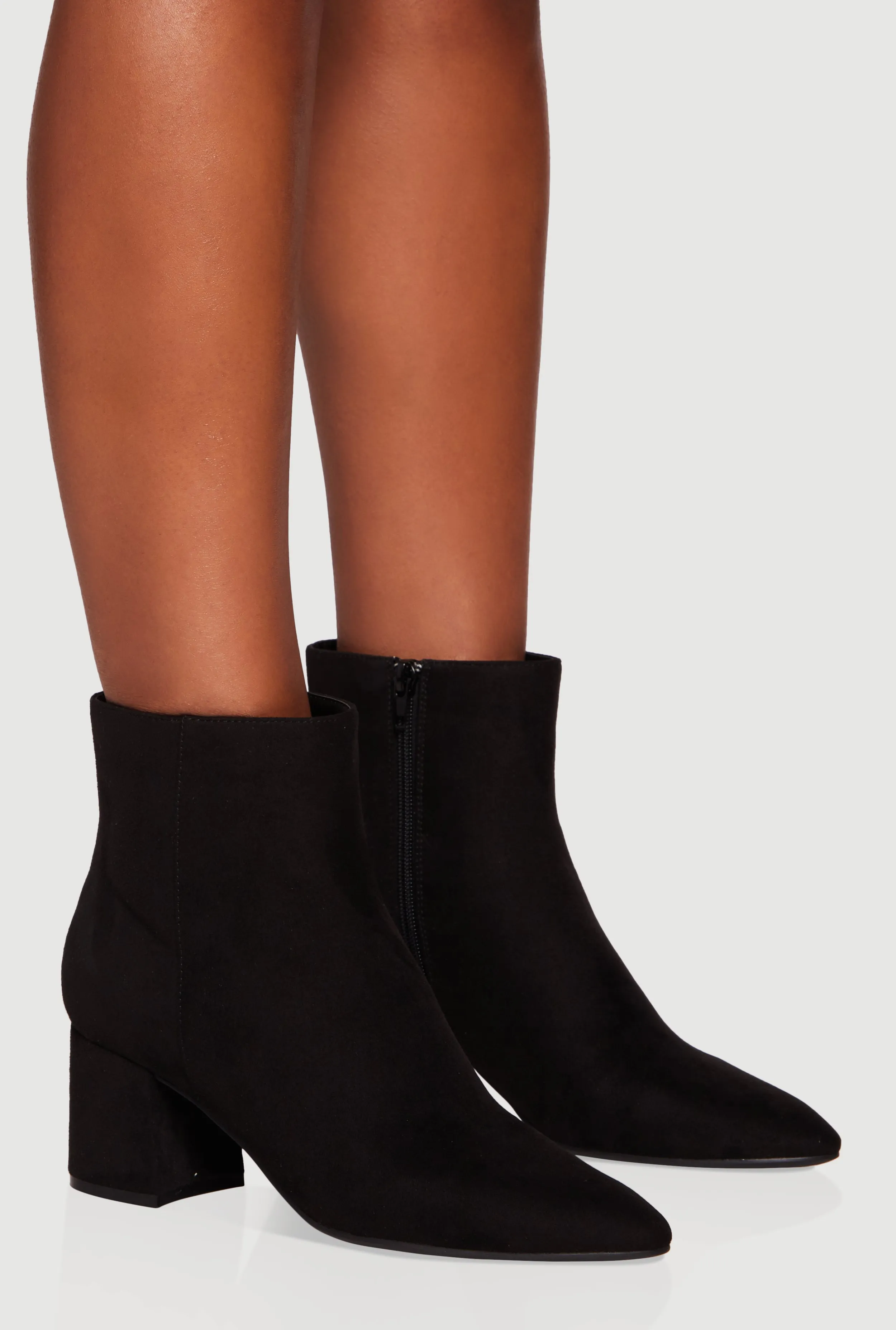 Side Zip Block Heel Pointy Toe Booties sold by Rainbow product image thumbnail 2