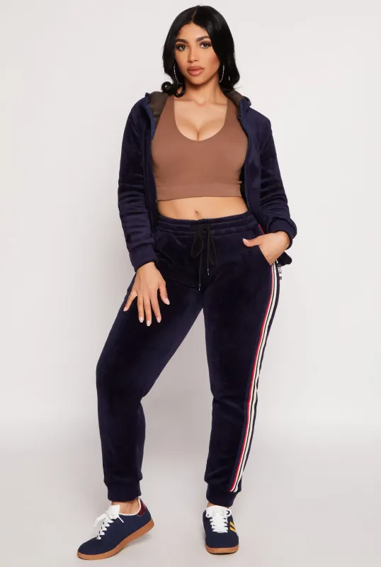 Varsity Stripe Velour Joggers sold by Rainbow