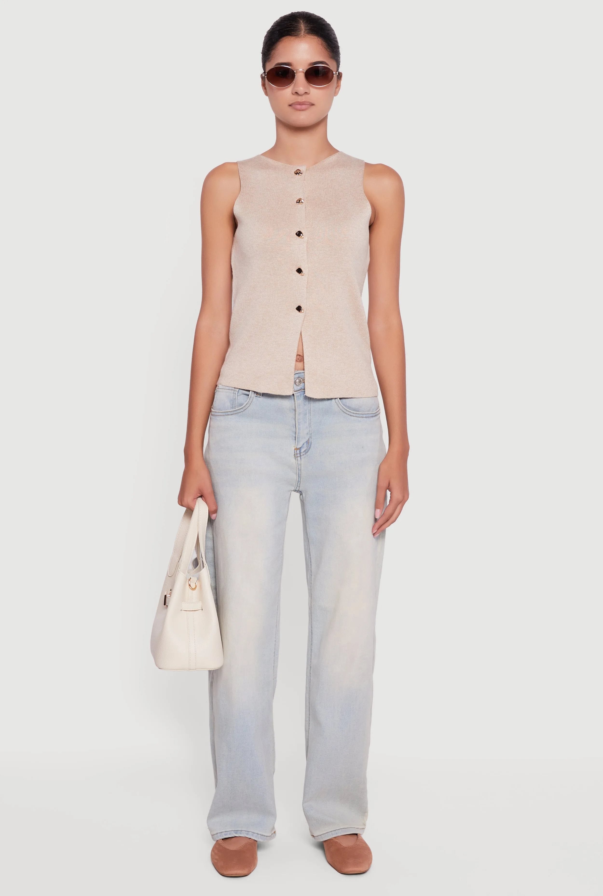 Metallic Button Front Sleeveless Sweater sold by Rainbow product image thumbnail 3