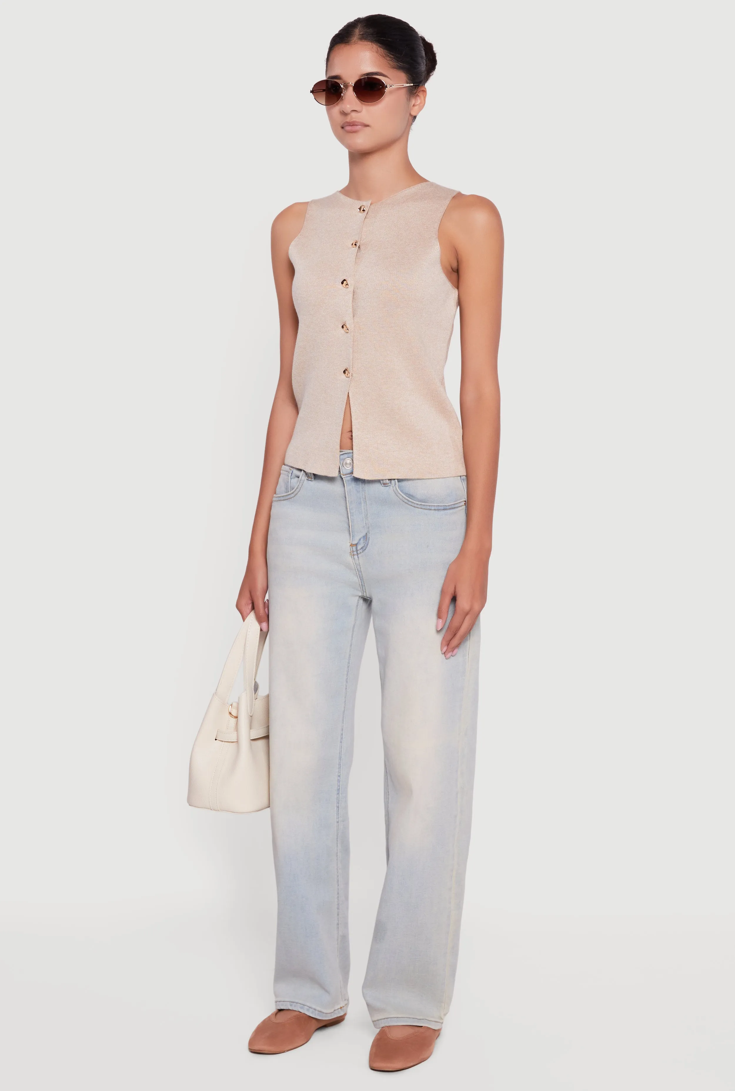 Metallic Button Front Sleeveless Sweater sold by Rainbow product image thumbnail 5