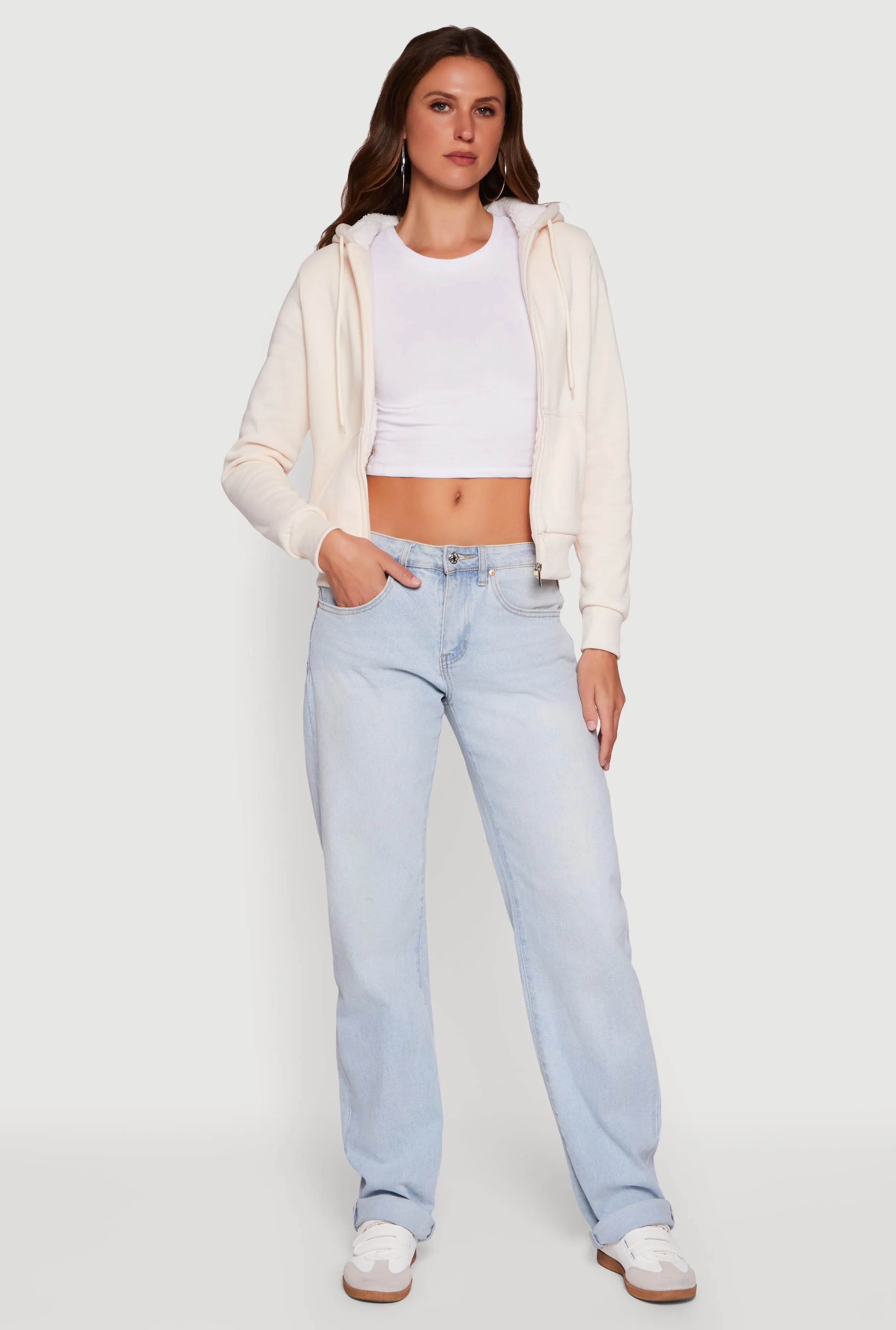 Cozy Sherpa Lined Hooded Zip Front Sweatshirt sold by Rainbow