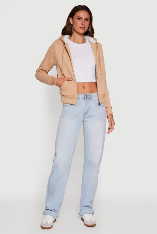 Cozy Sherpa Lined Hooded Zip Front Sweatshirt sold by Rainbow