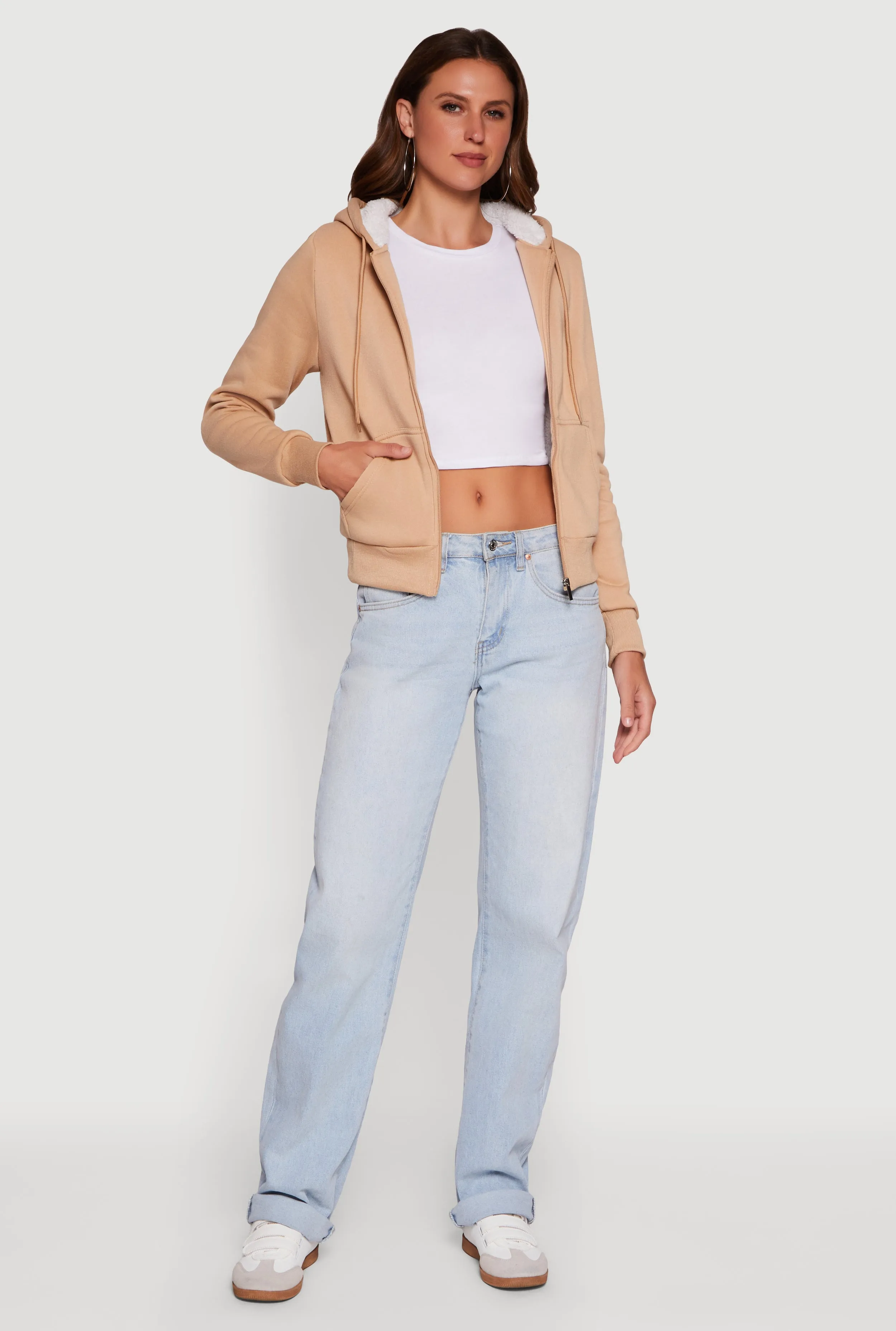 Cozy Sherpa Lined Hooded Zip Front Sweatshirt sold by Rainbow