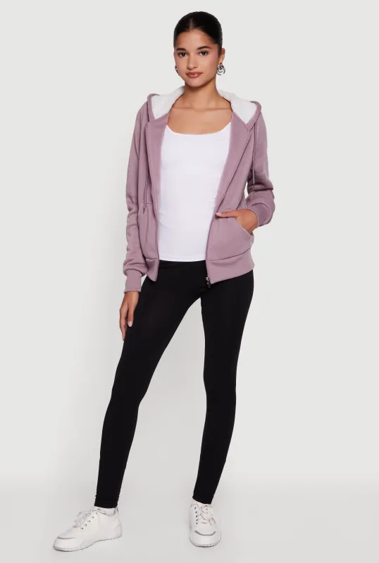 Cozy Sherpa Lined Hooded Zip Front Sweatshirt sold by Rainbow