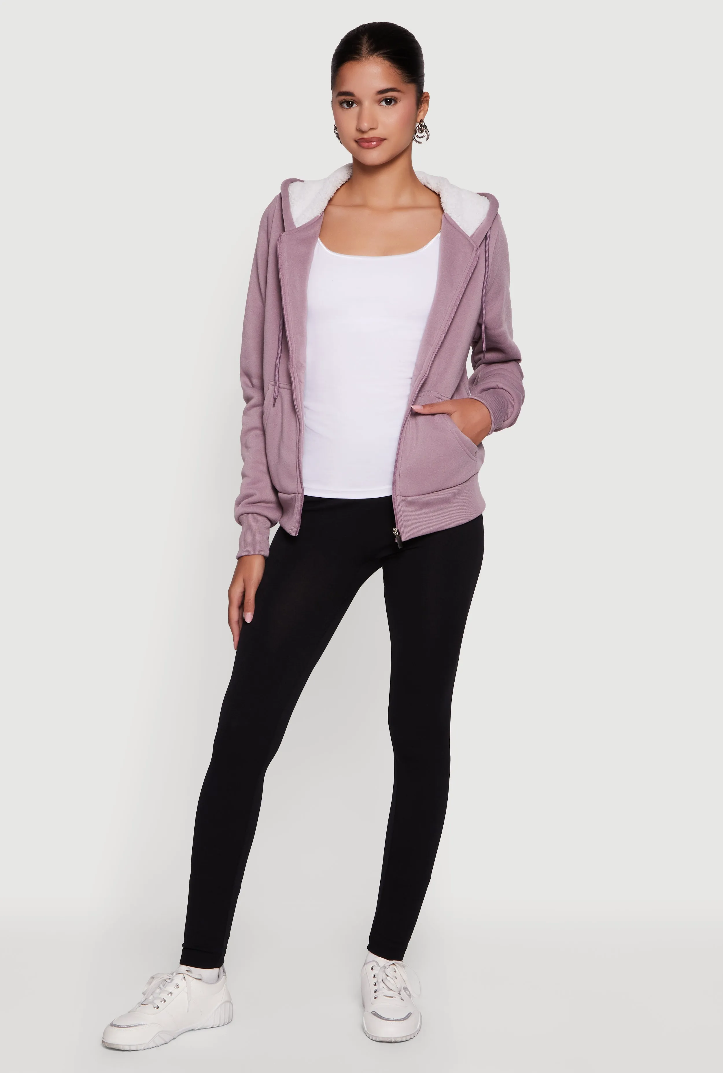 Cozy Sherpa Lined Hooded Zip Front Sweatshirt sold by Rainbow