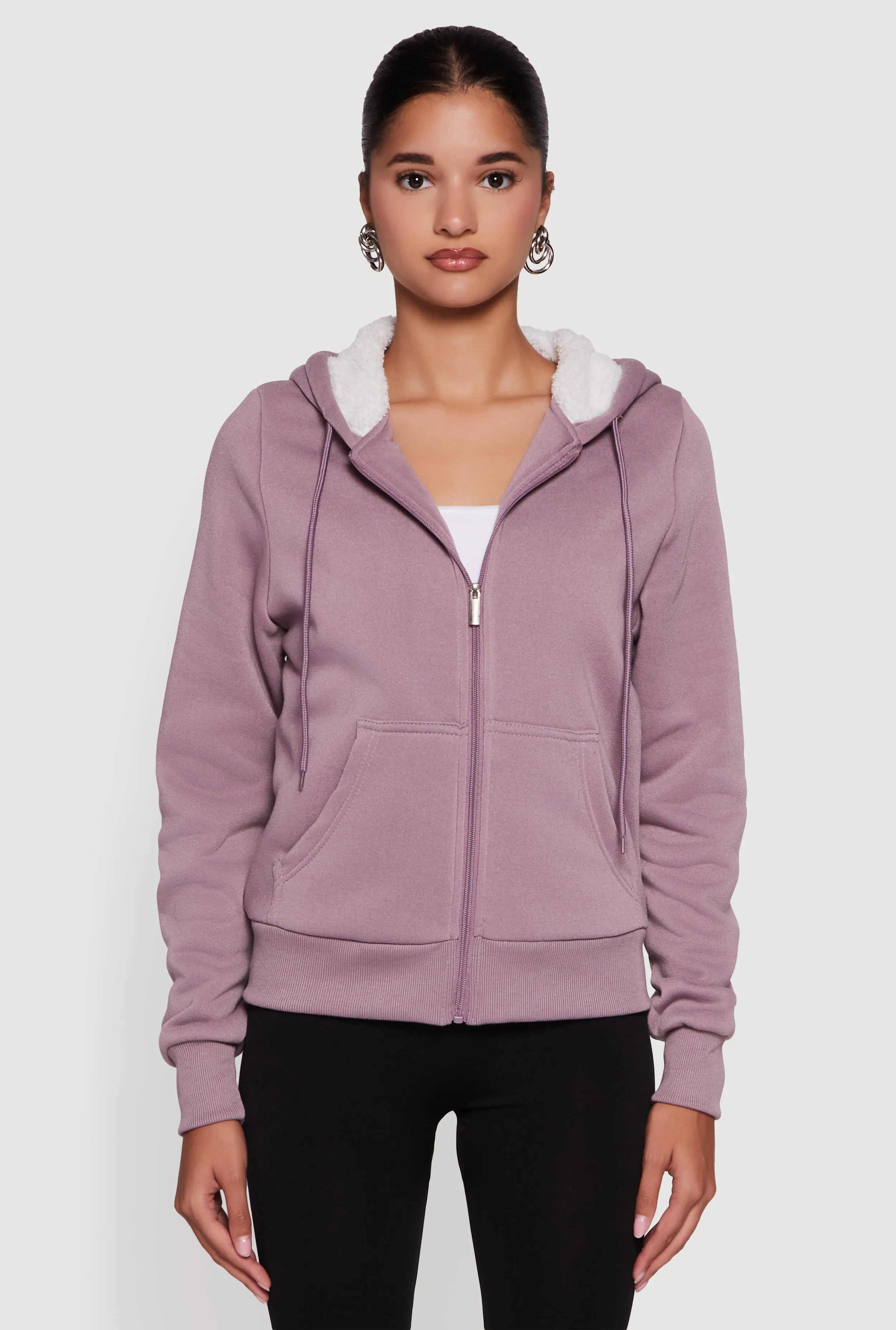 Cozy Sherpa Lined Hooded Zip Front Sweatshirt sold by Rainbow product image thumbnail 2