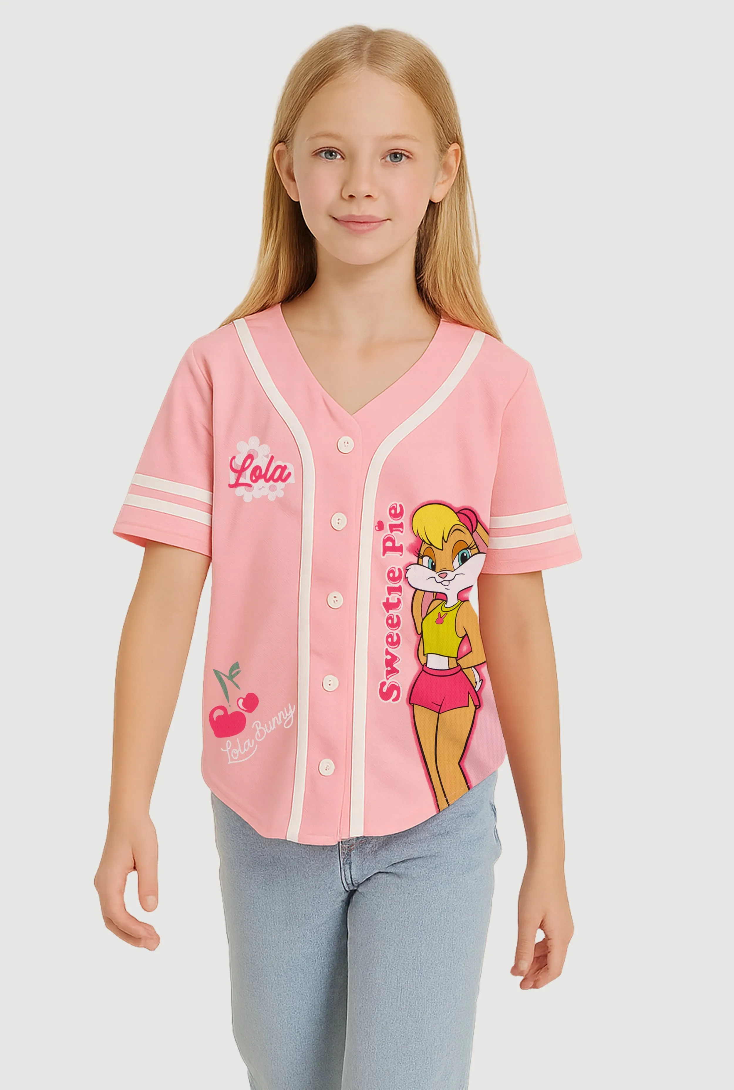 Girls Lola Bunny Sweetie Pie Graphic Baseball Jersey sold by Rainbow