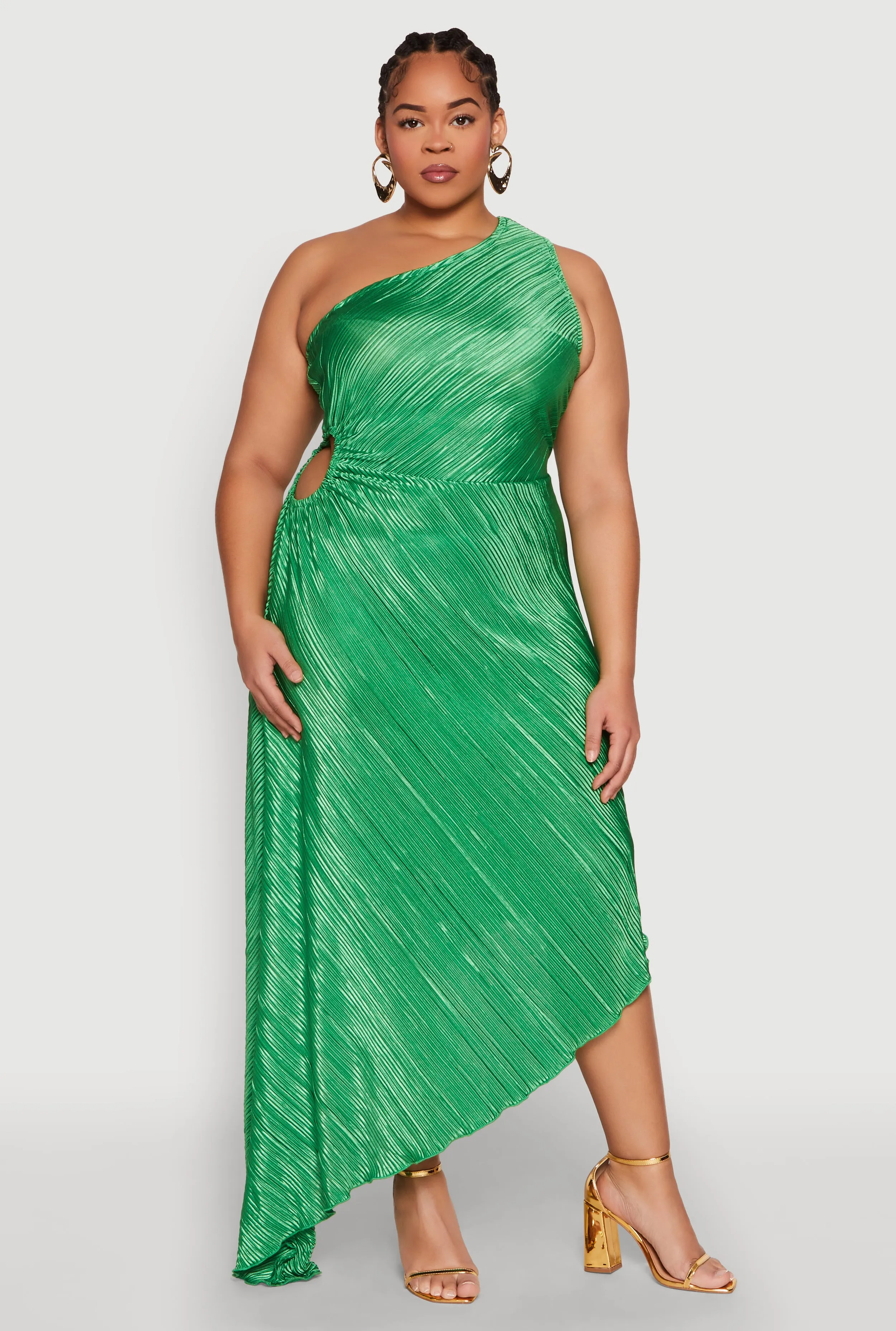 Plus Size Plisse Asymmetrical One Shoulder Dress sold by Rainbow product image thumbnail 2