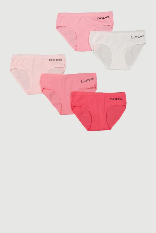 Girls Bebe Print Bikini Panties 5 Pack sold by Rainbow