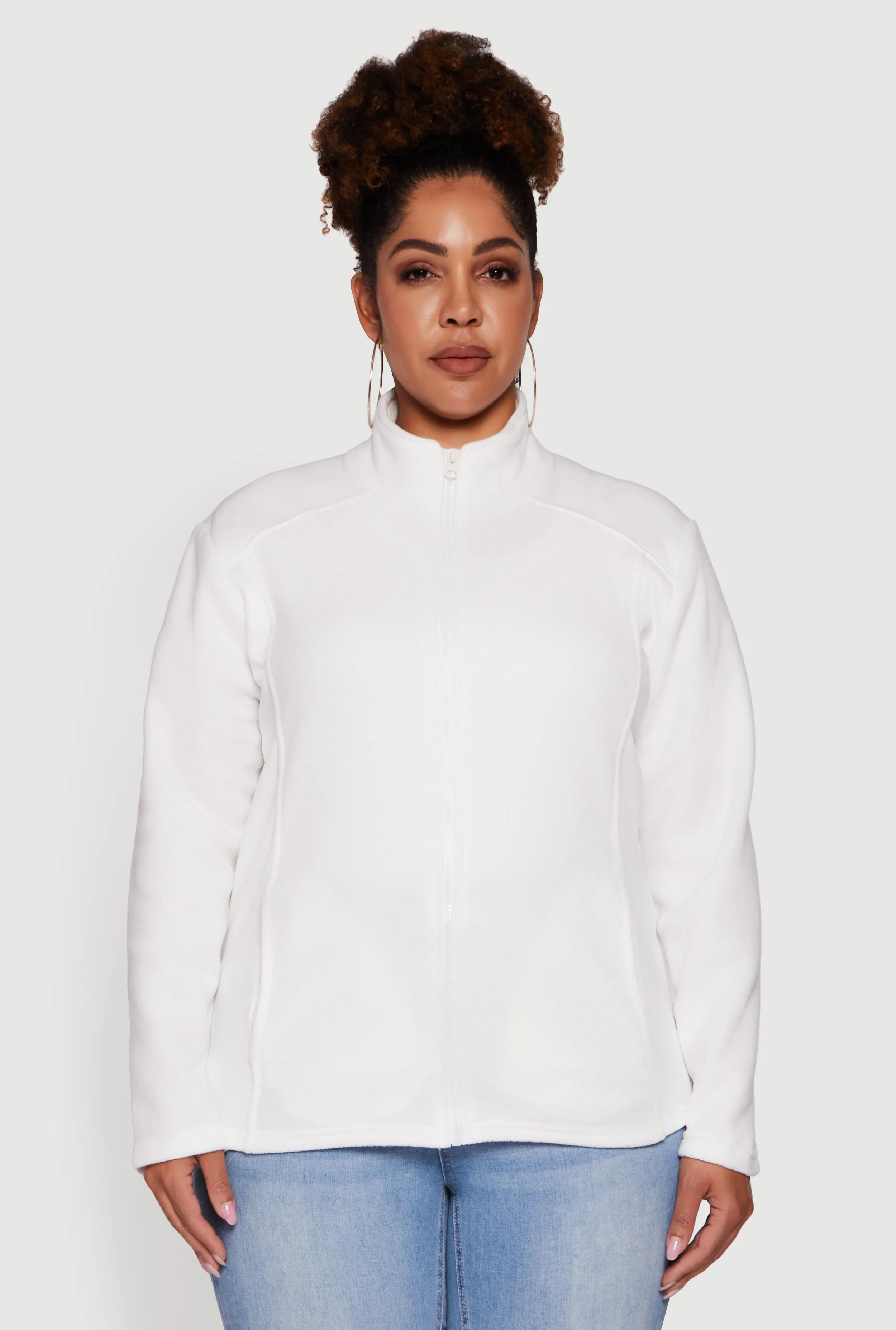 Plus Size Fleece Zip Front Mock Neck Long Sleeve Jacket sold by Rainbow product image thumbnail 2