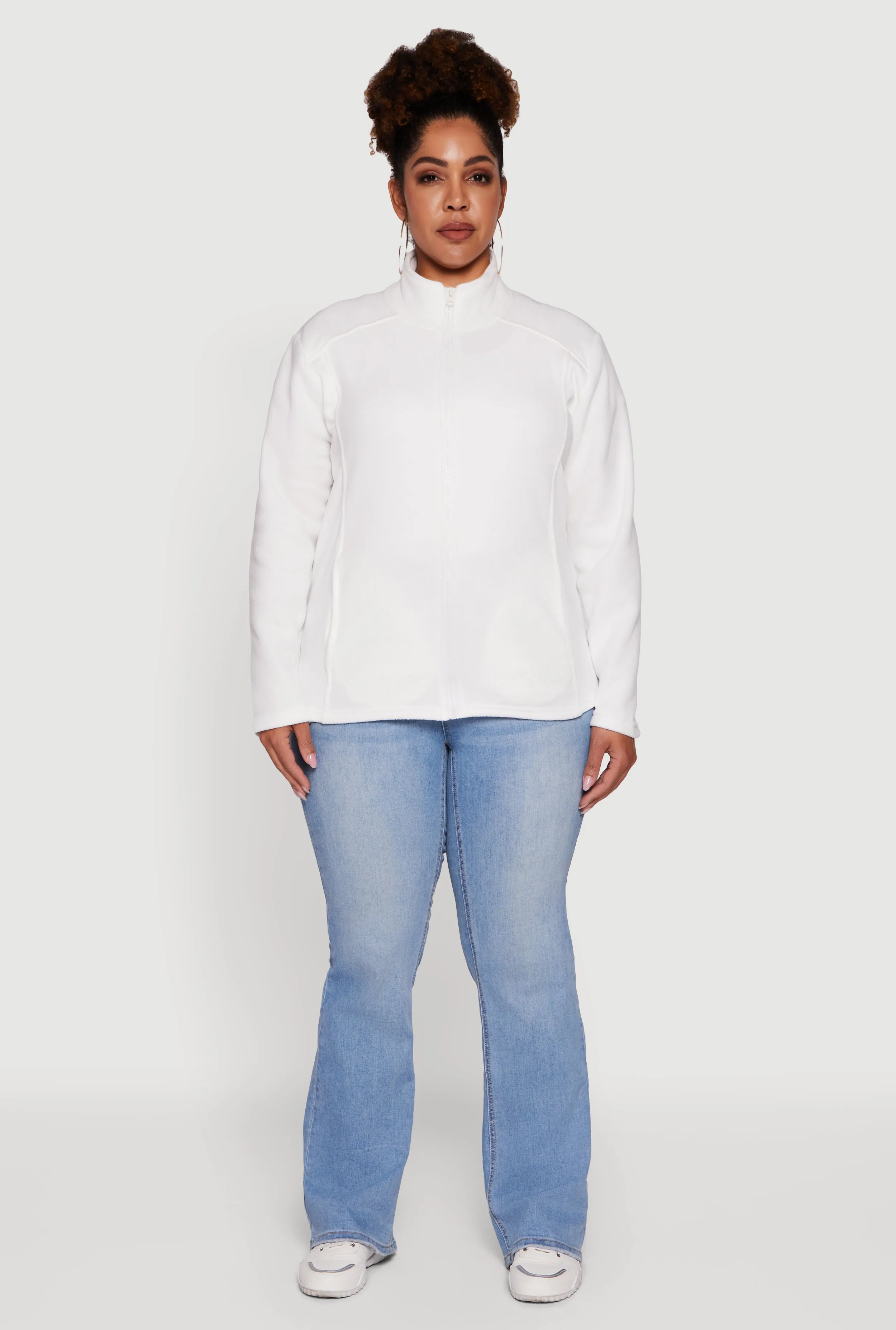 Plus Size Fleece Zip Front Mock Neck Long Sleeve Jacket sold by Rainbow product image thumbnail 3