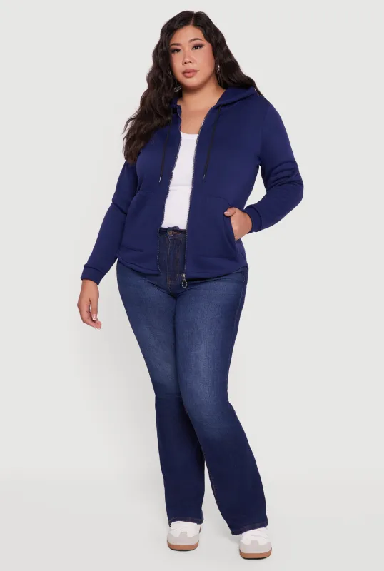 Plus Size Sherpa Lined Zip Up Hoodie sold by Rainbow