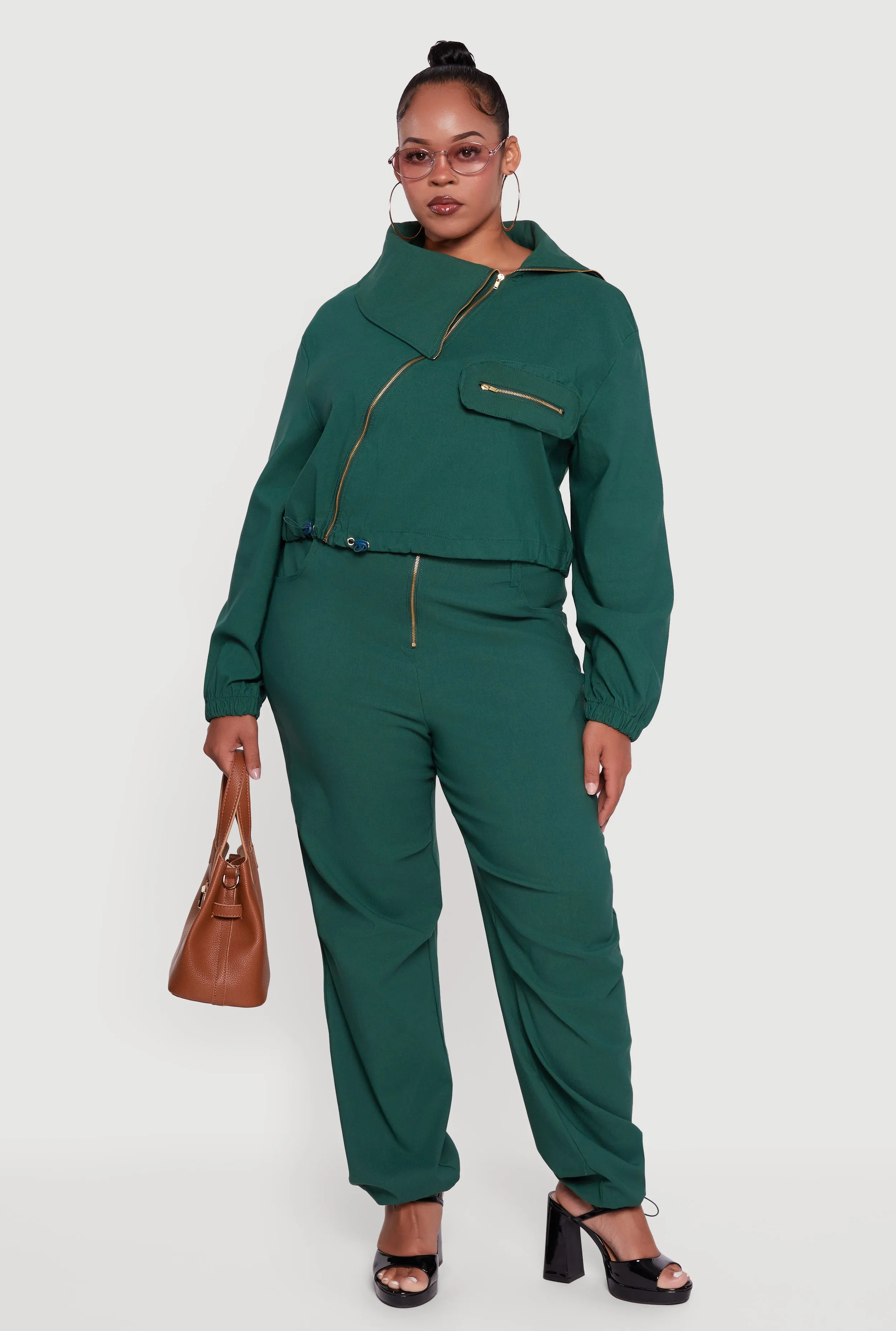 Plus Size Hyper Stretch Asymmetrical Cropped Jacket sold by Rainbow product image thumbnail 2