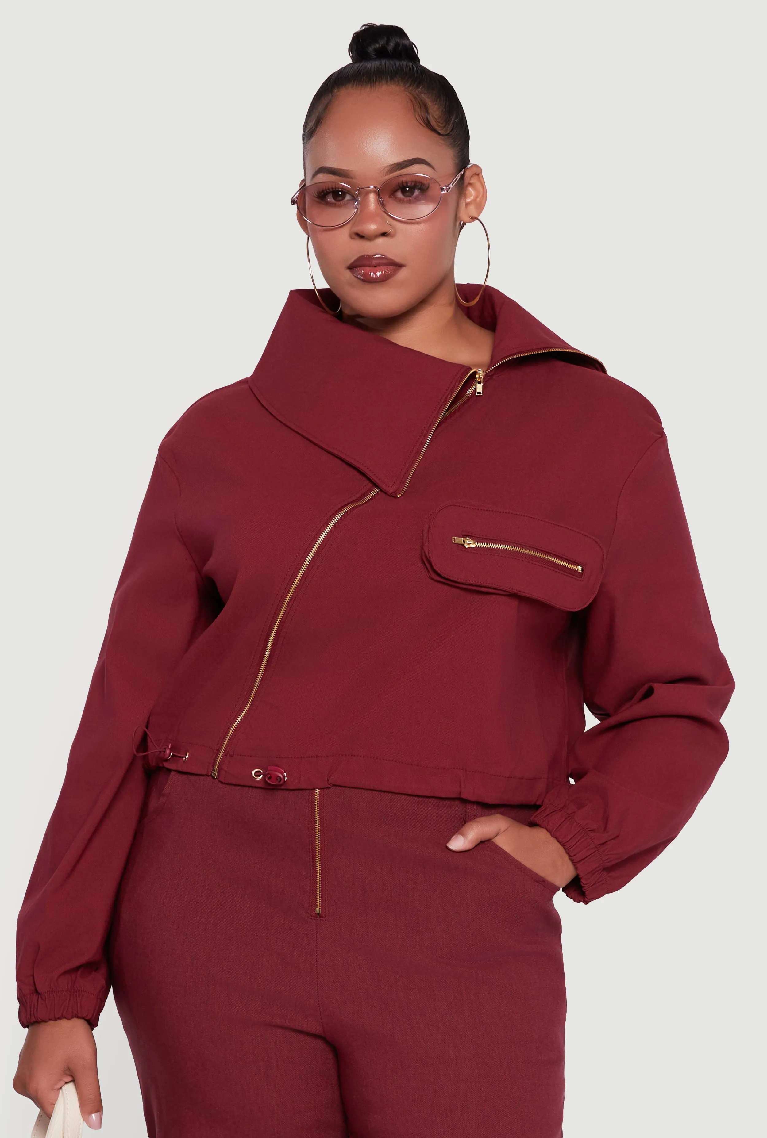 Plus Size Hyper Stretch Asymmetrical Cropped Jacket sold by Rainbow product image thumbnail 4