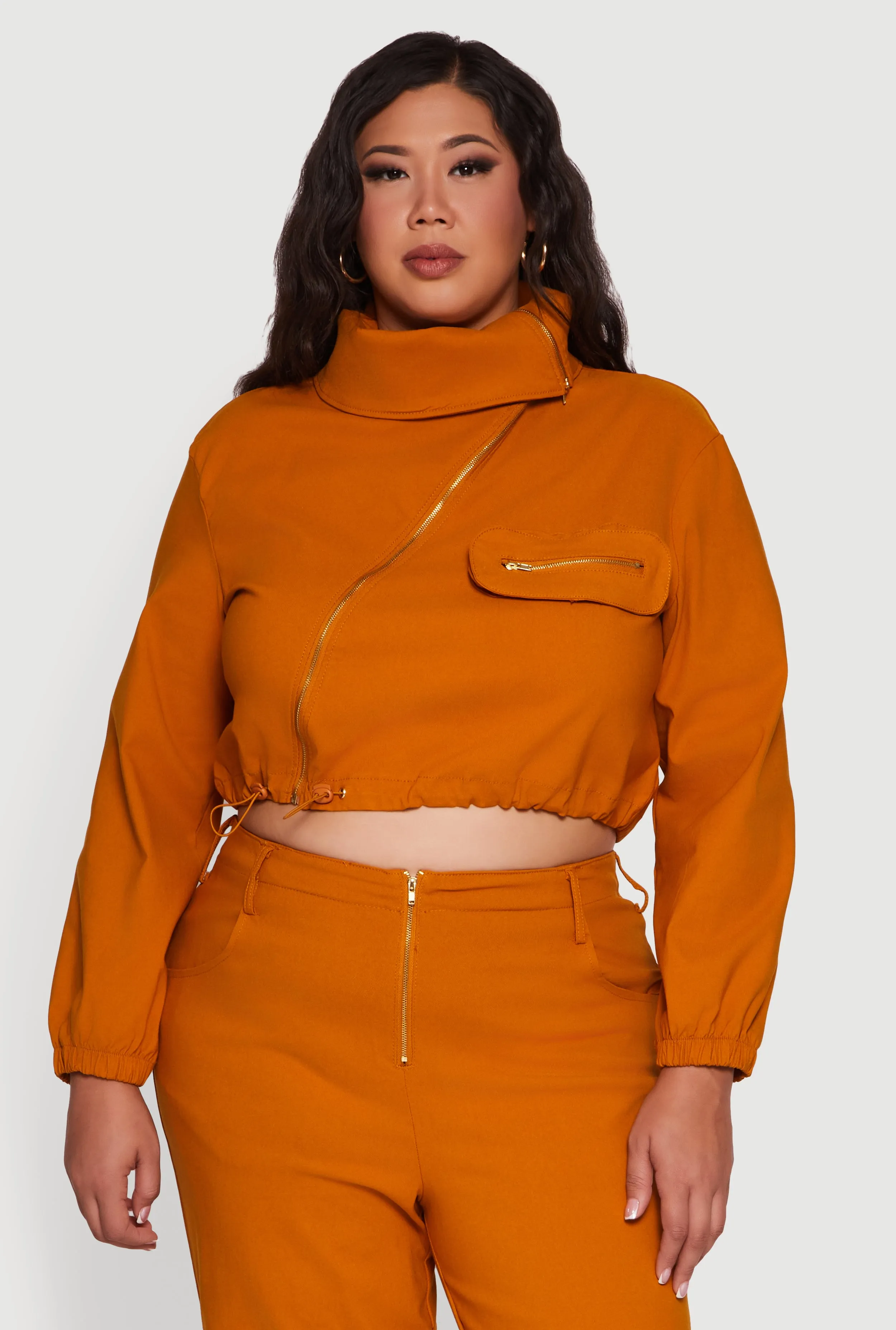 Plus Size Hyper Stretch Asymmetrical Cropped Jacket sold by Rainbow product image thumbnail 3