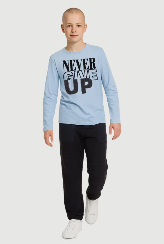 Boys Never Give Up Graphic Tee and Joggers sold by Rainbow