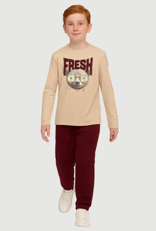 Boys Chenille Fresh Bear Graphic and Fleece Sweatpants sold by Rainbow