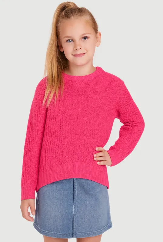 Little Girls Knit Long Sleeve Crew Neck Pullover Sweater sold by Rainbow