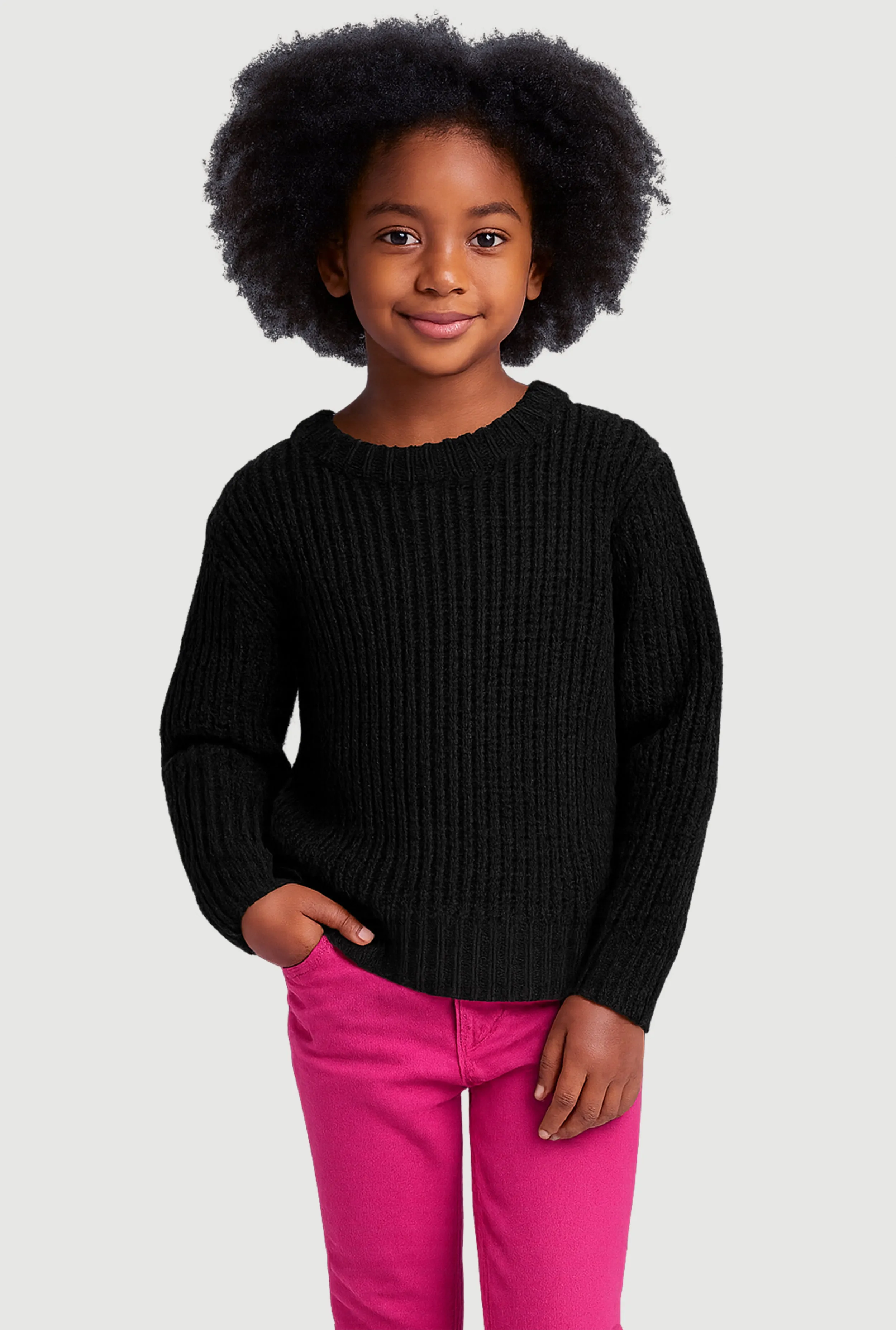 Little Girls Knit Long Sleeve Crew Neck Pullover Sweater sold by Rainbow