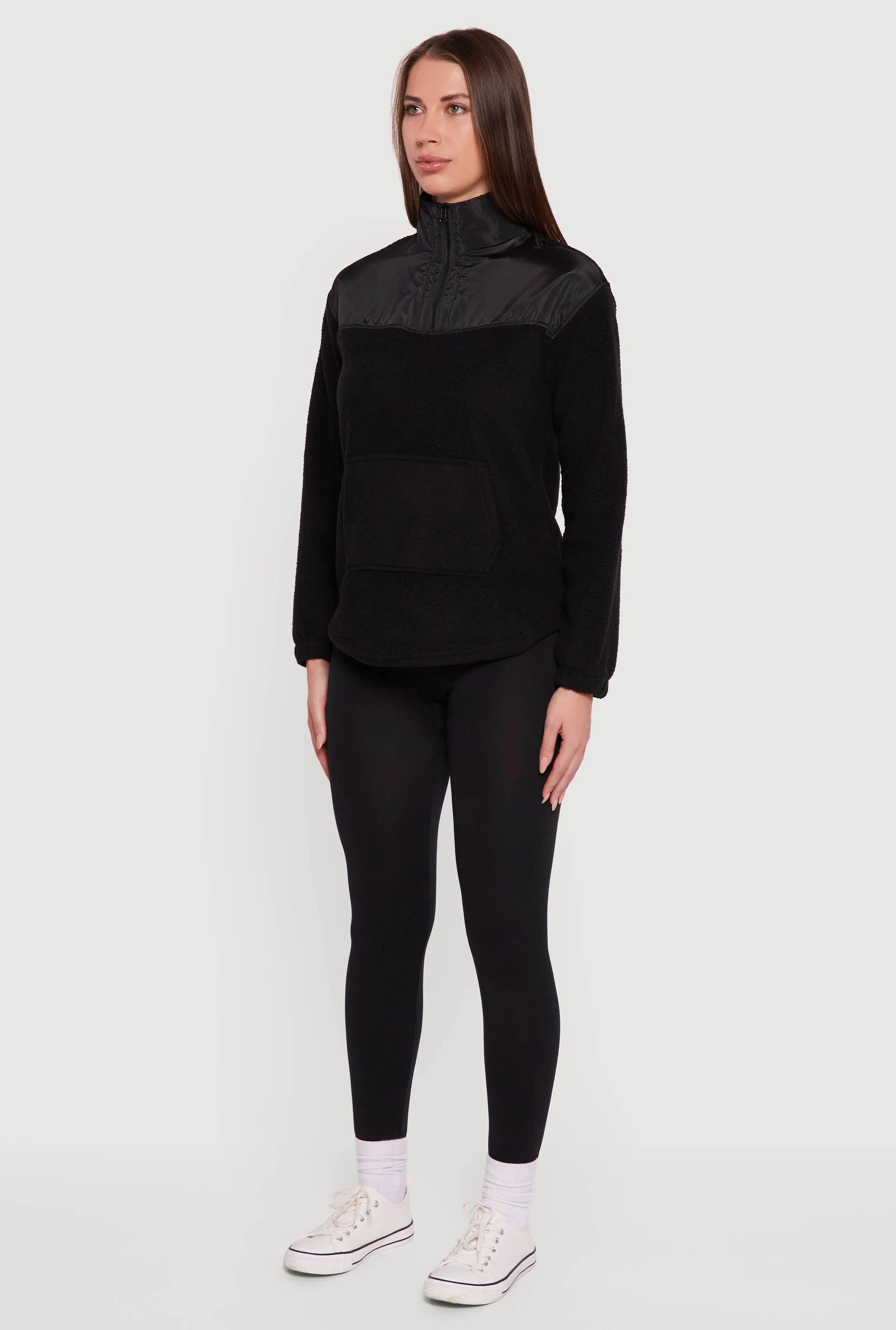 Nylon Detail Zip Front Fleece Sweatshirt sold by Rainbow product image thumbnail 5