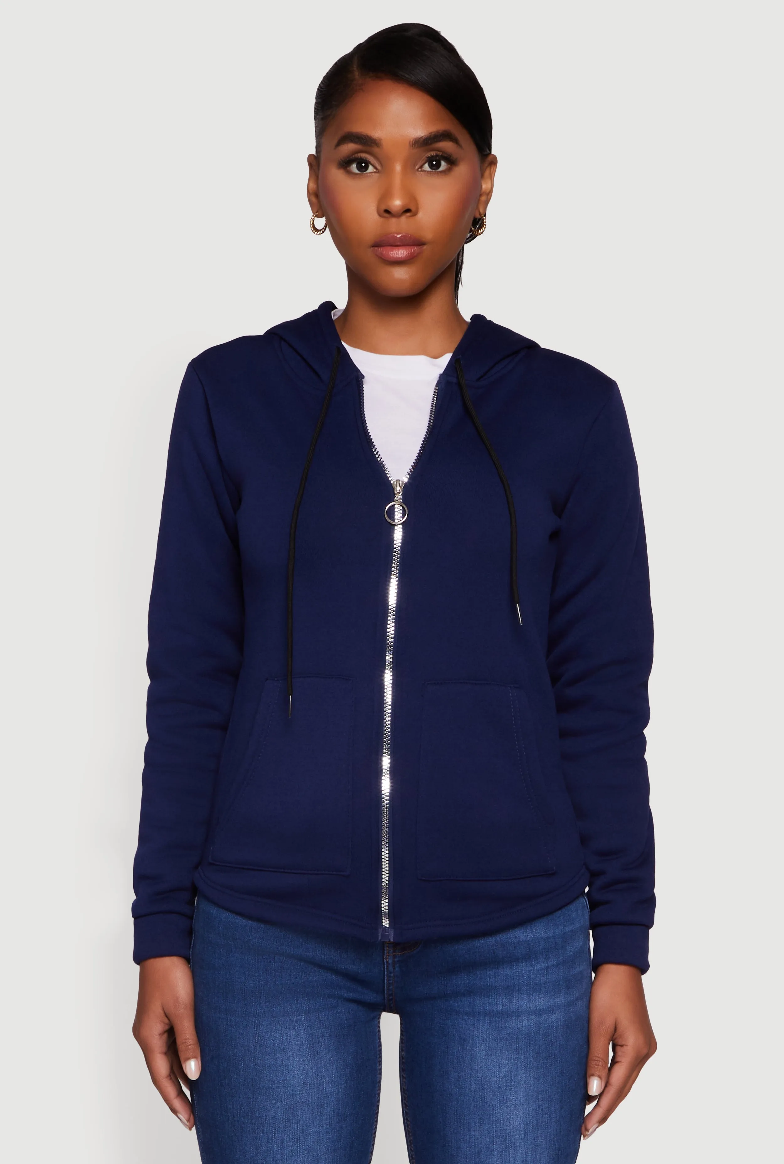 Zip Front Hooded Sherpa Lined Sweatshirt sold by Rainbow product image thumbnail 2
