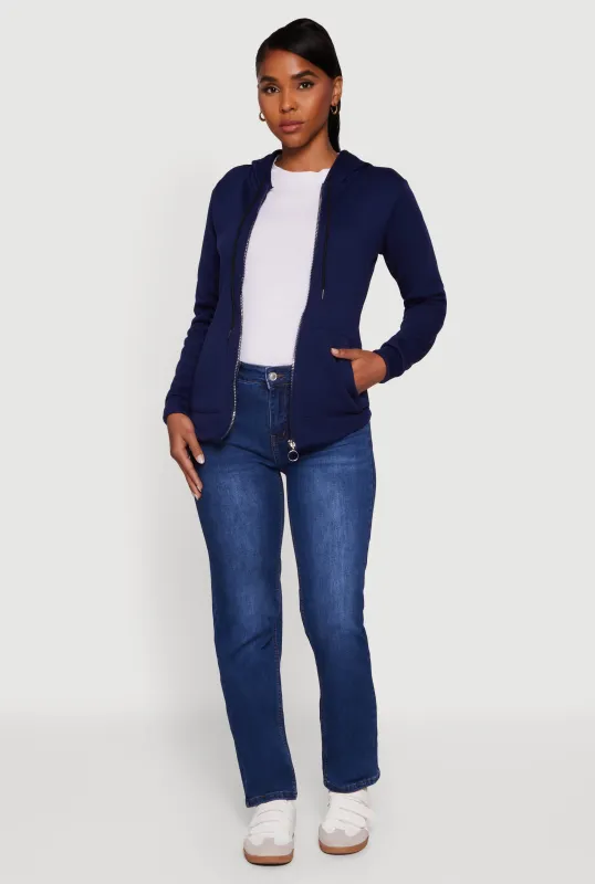 Zip Front Hooded Sherpa Lined Sweatshirt sold by Rainbow