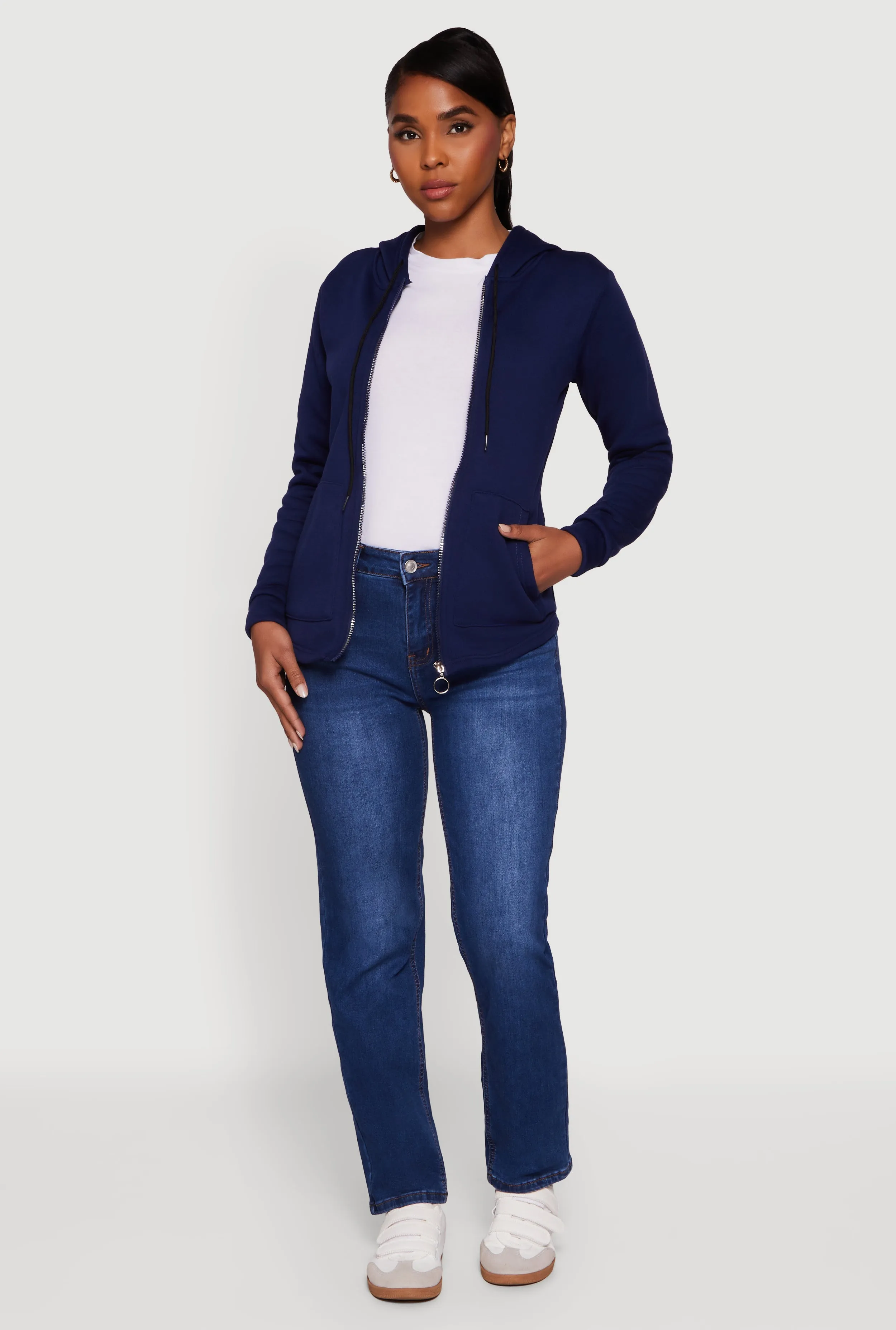 Zip Front Hooded Sherpa Lined Sweatshirt sold by Rainbow