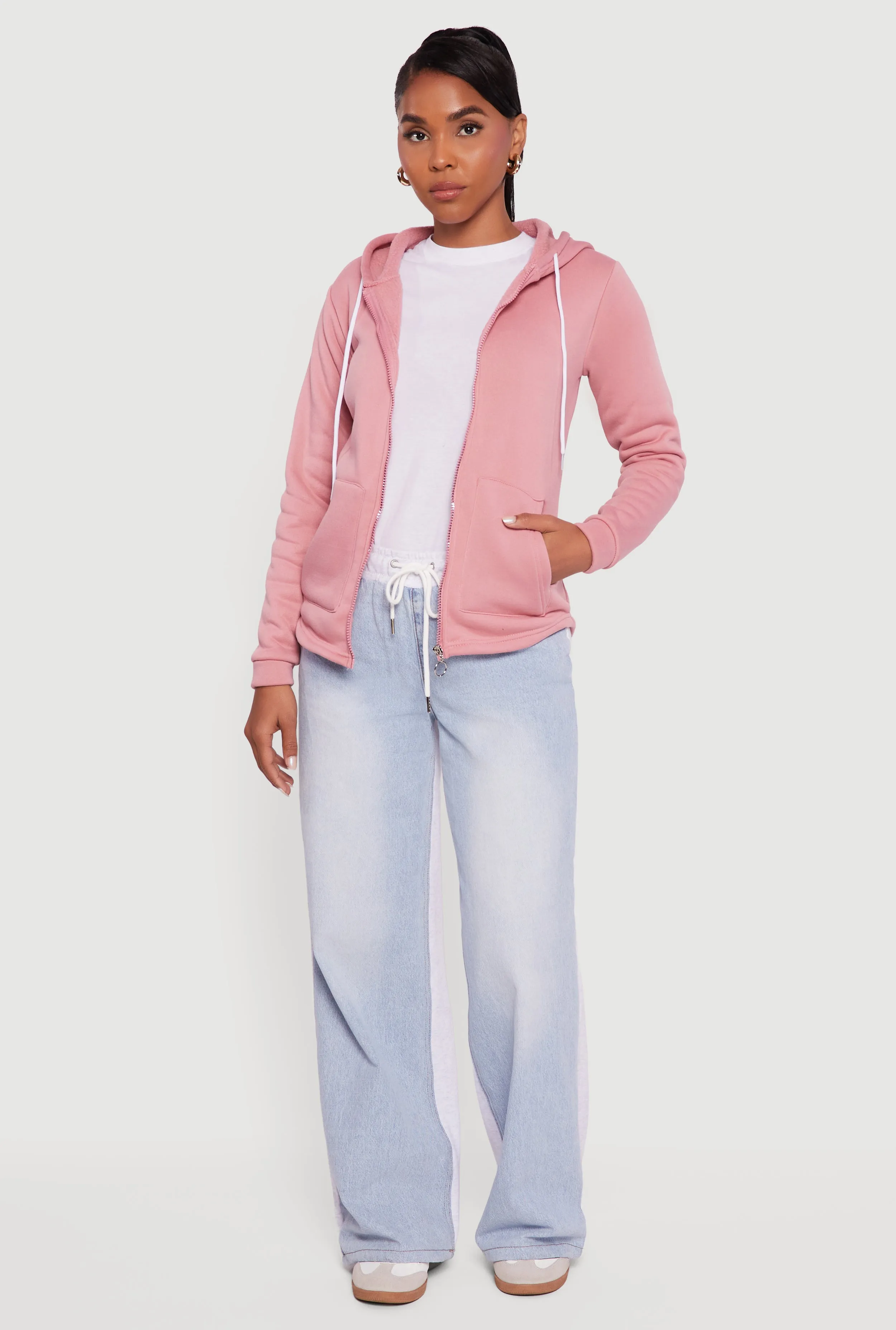 Zip Front Hooded Sherpa Lined Sweatshirt sold by Rainbow