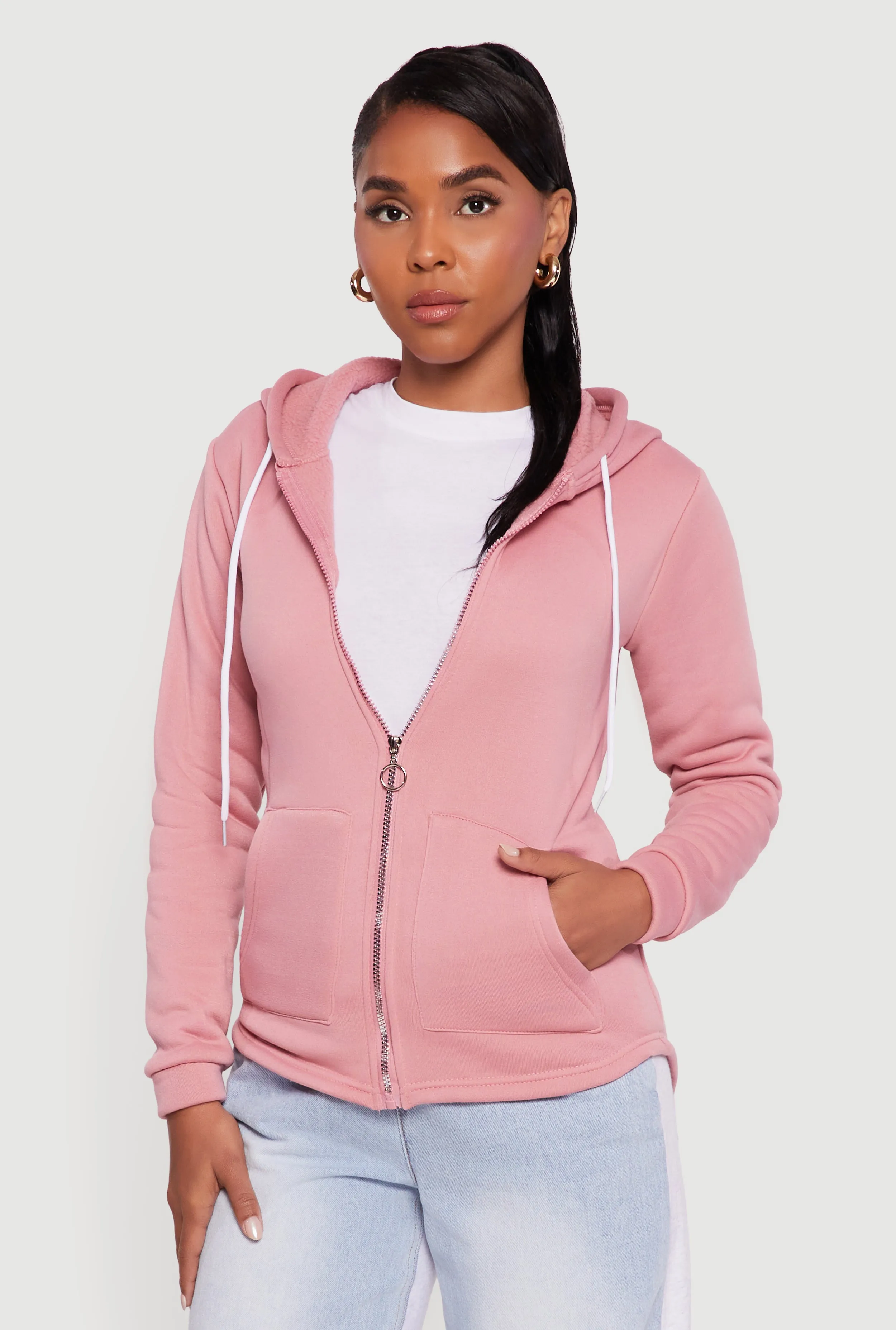 Zip Front Hooded Sherpa Lined Sweatshirt sold by Rainbow product image thumbnail 2