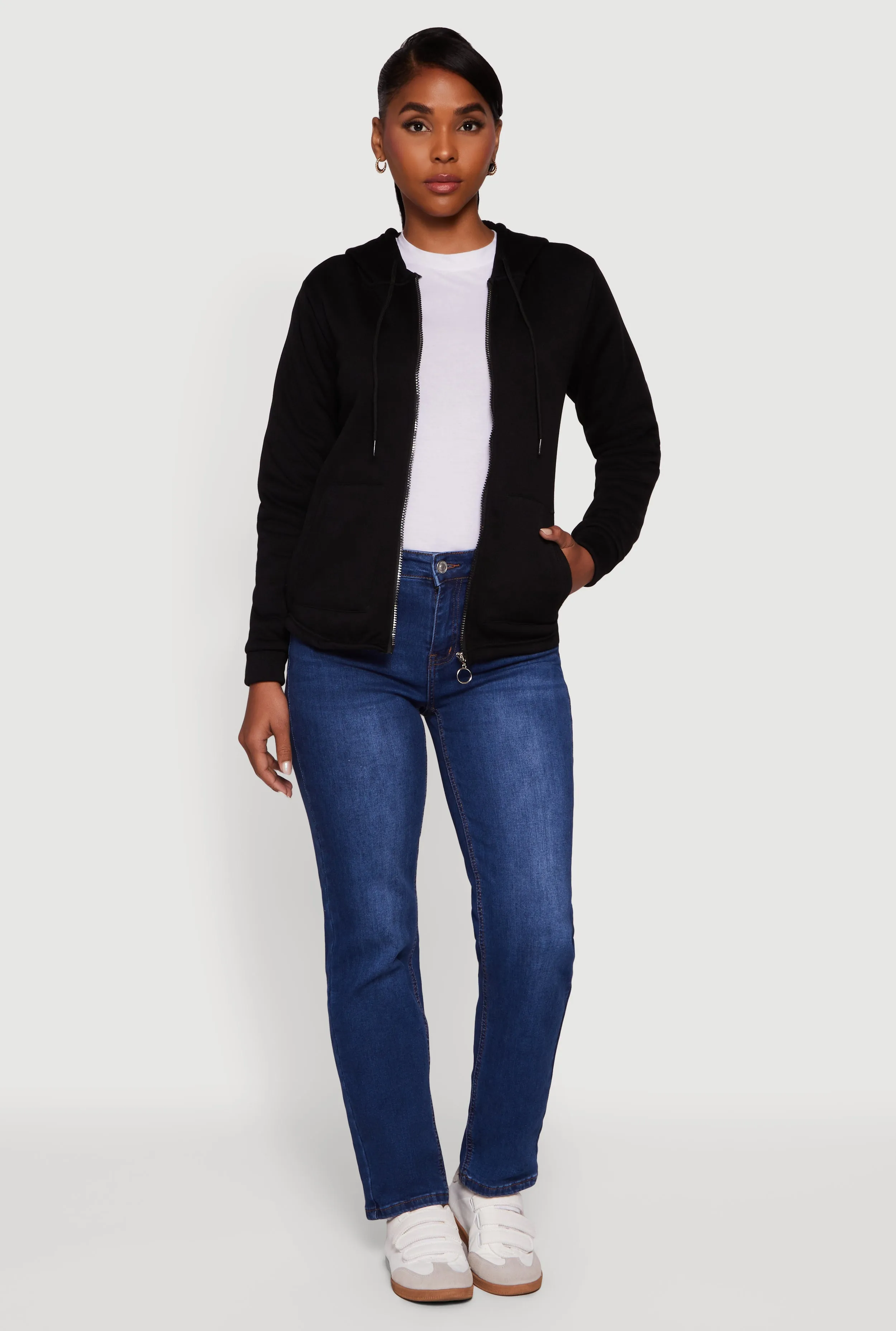 Zip Front Hooded Sherpa Lined Sweatshirt sold by Rainbow