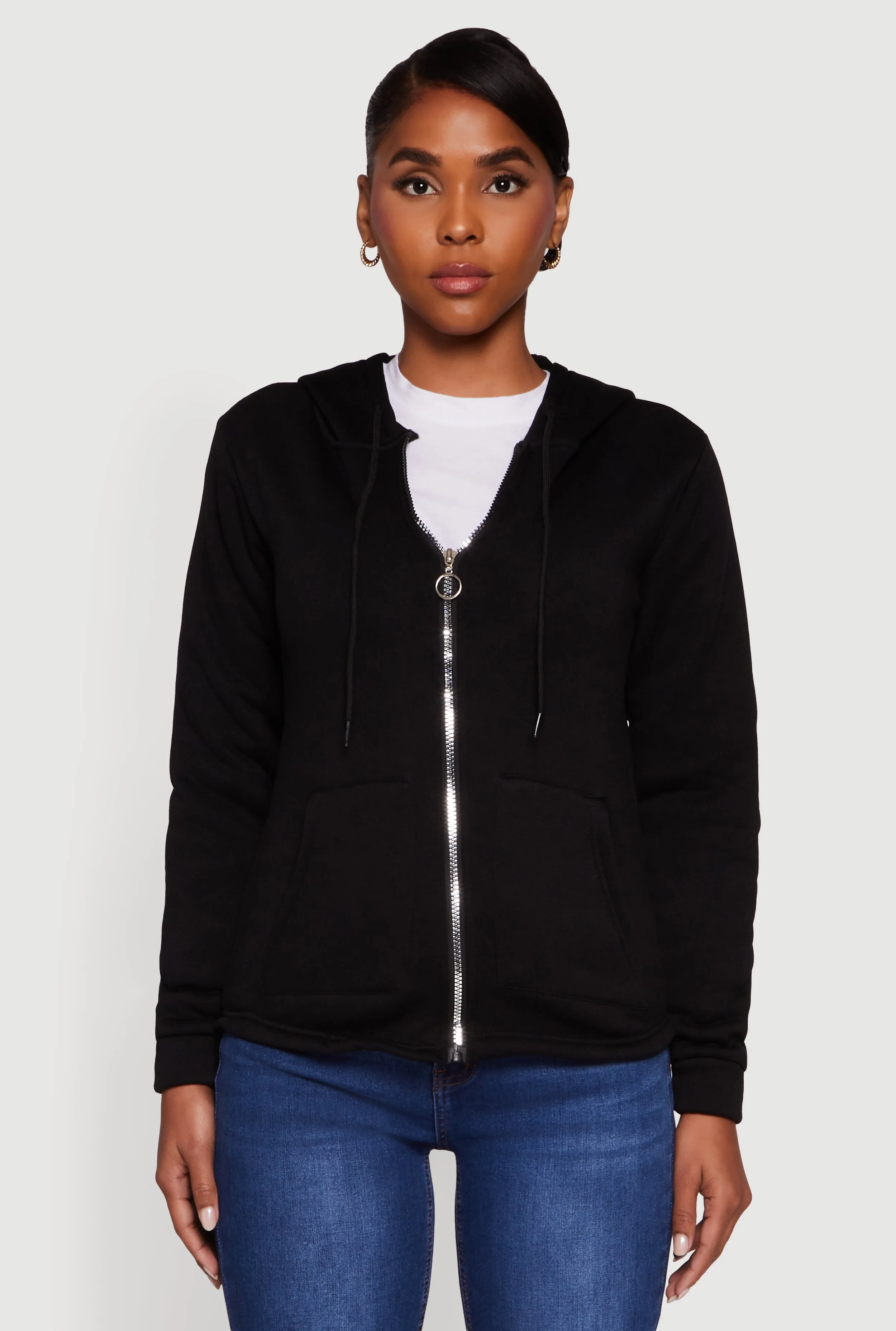 Zip Front Hooded Sherpa Lined Sweatshirt sold by Rainbow product image thumbnail 2