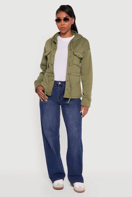 Sherpa Lined Snap Button Front Anorak Jacket sold by Rainbow