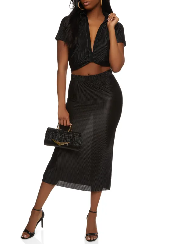 Plisse Plunge Twist Front Crop Top sold by Rainbow