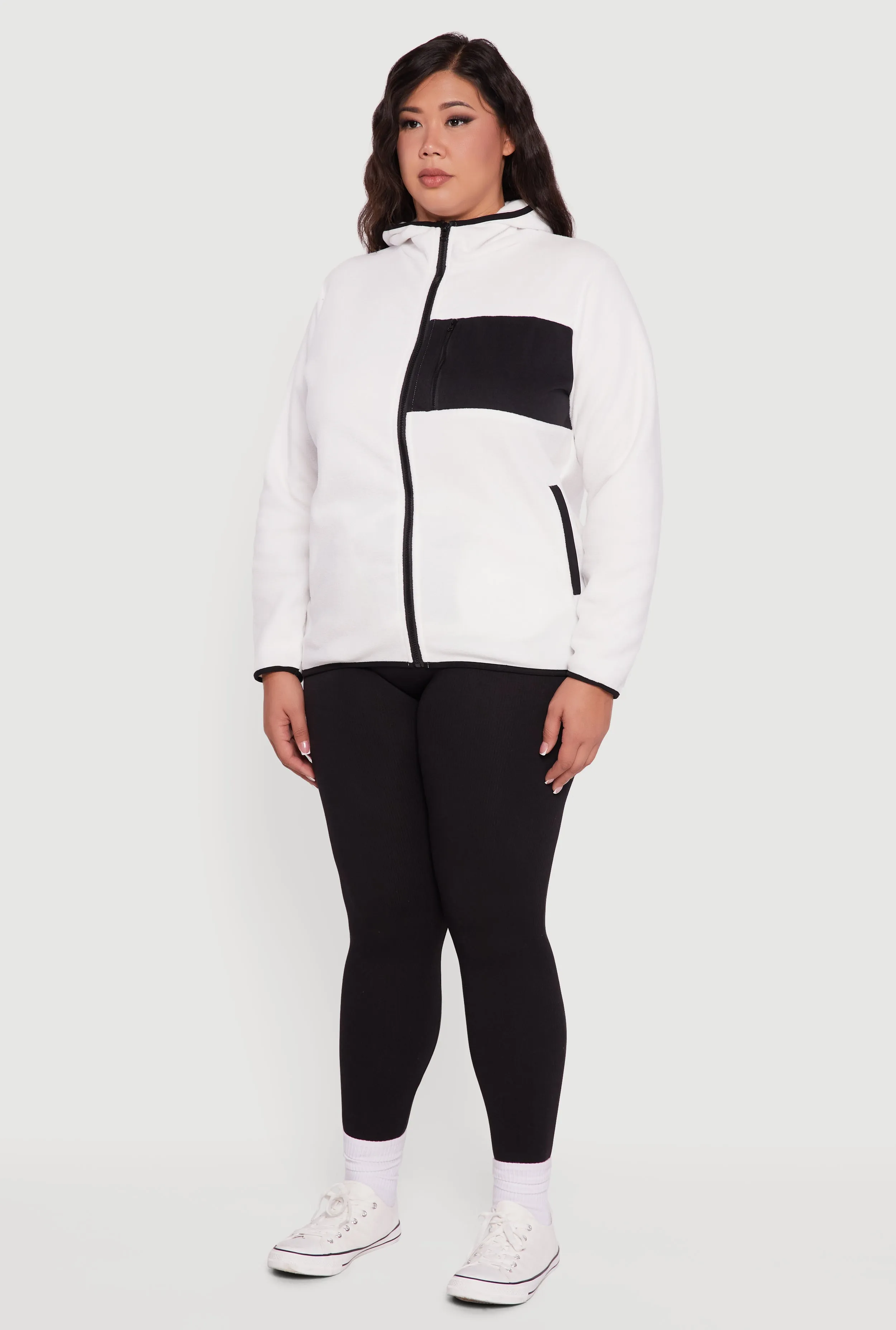 Plus Size Fleece Long Sleeve Zip Front Hooded Jacket sold by Rainbow product image thumbnail 5