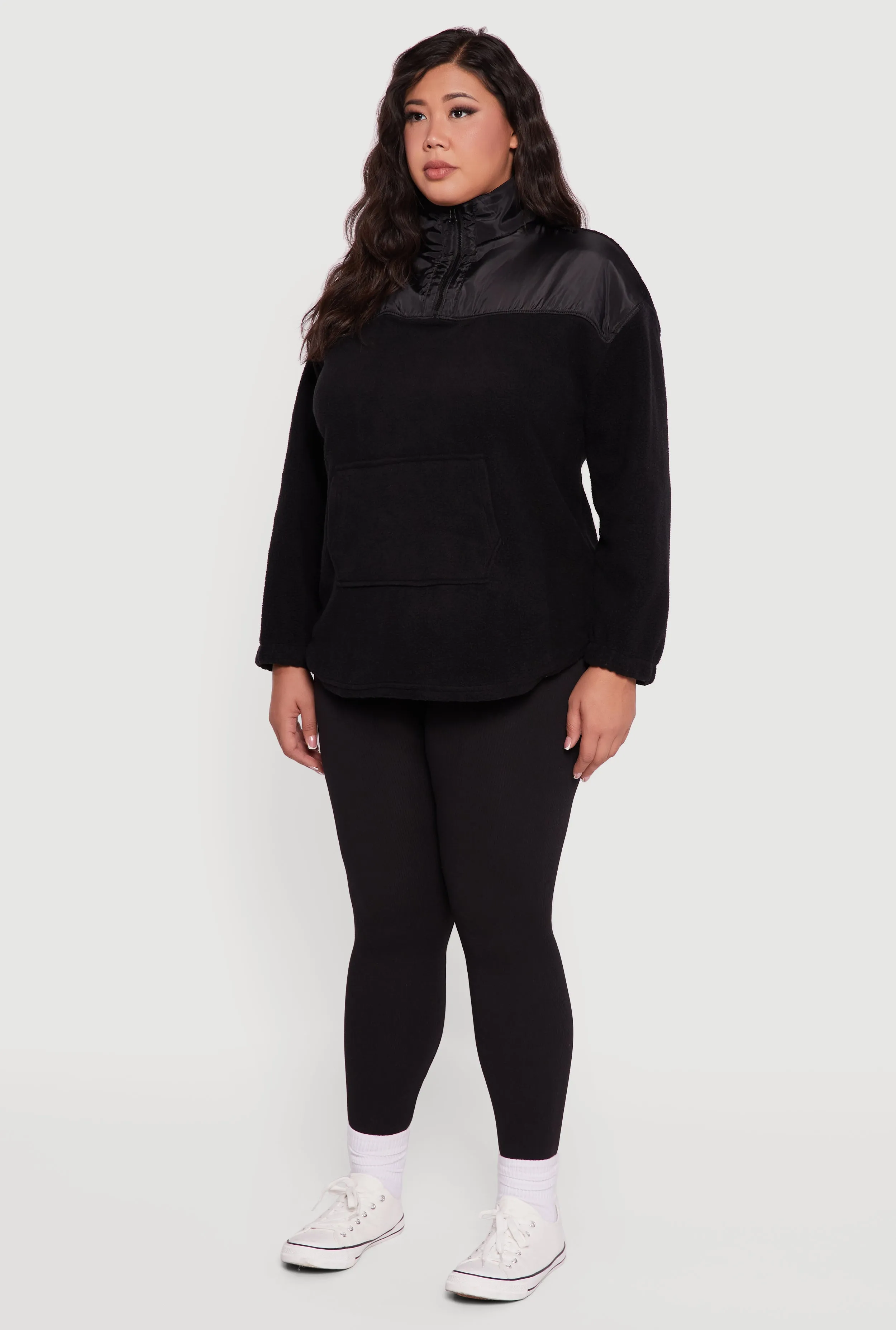 Plus Size Sherpa Pullover Sweatshirt with Kangaroo Pocket sold by Rainbow product image thumbnail 5